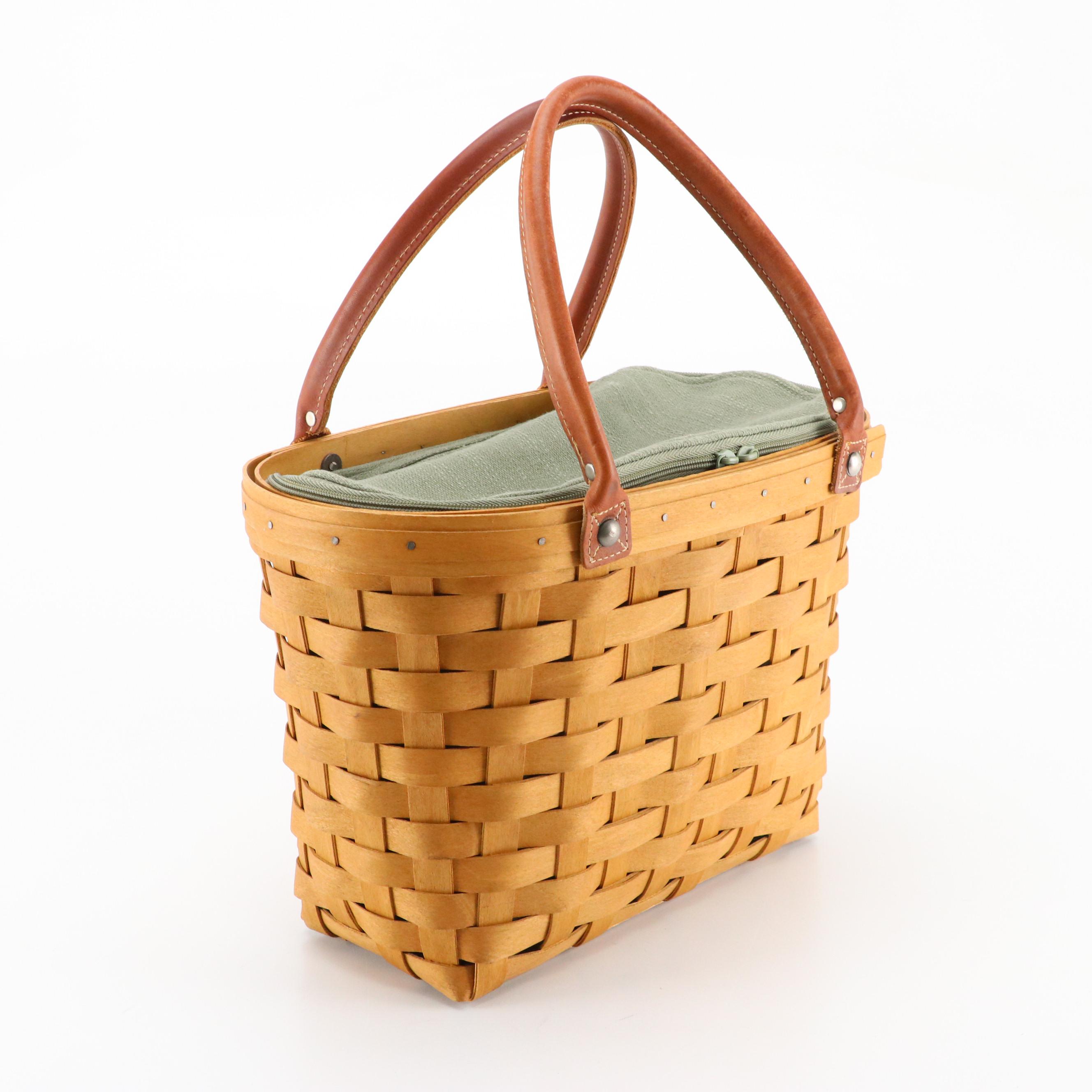 Longaberger Signed Medium Boardwalk Basket with Zippered Liner