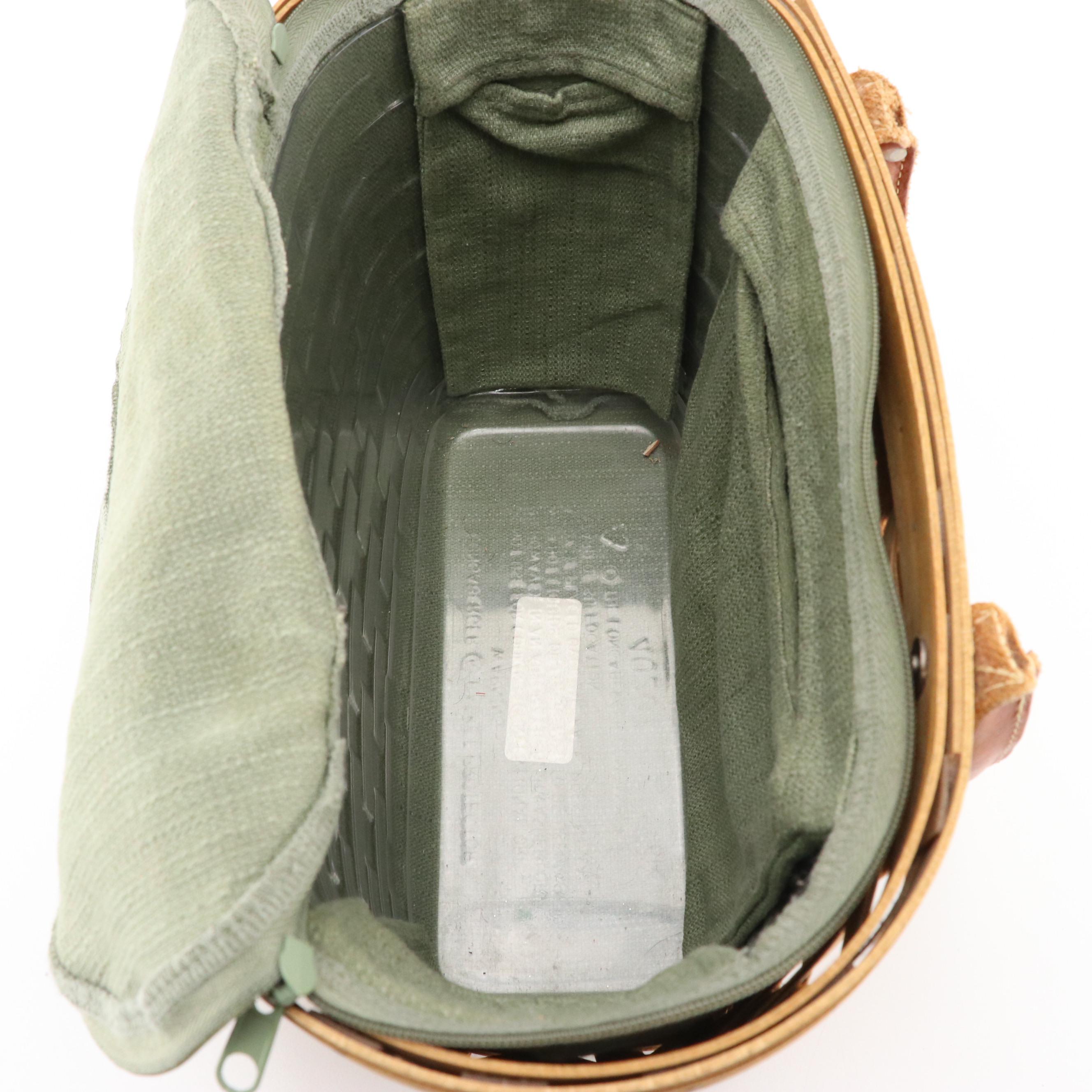 Longaberger Signed Medium Boardwalk Basket with Zippered Liner