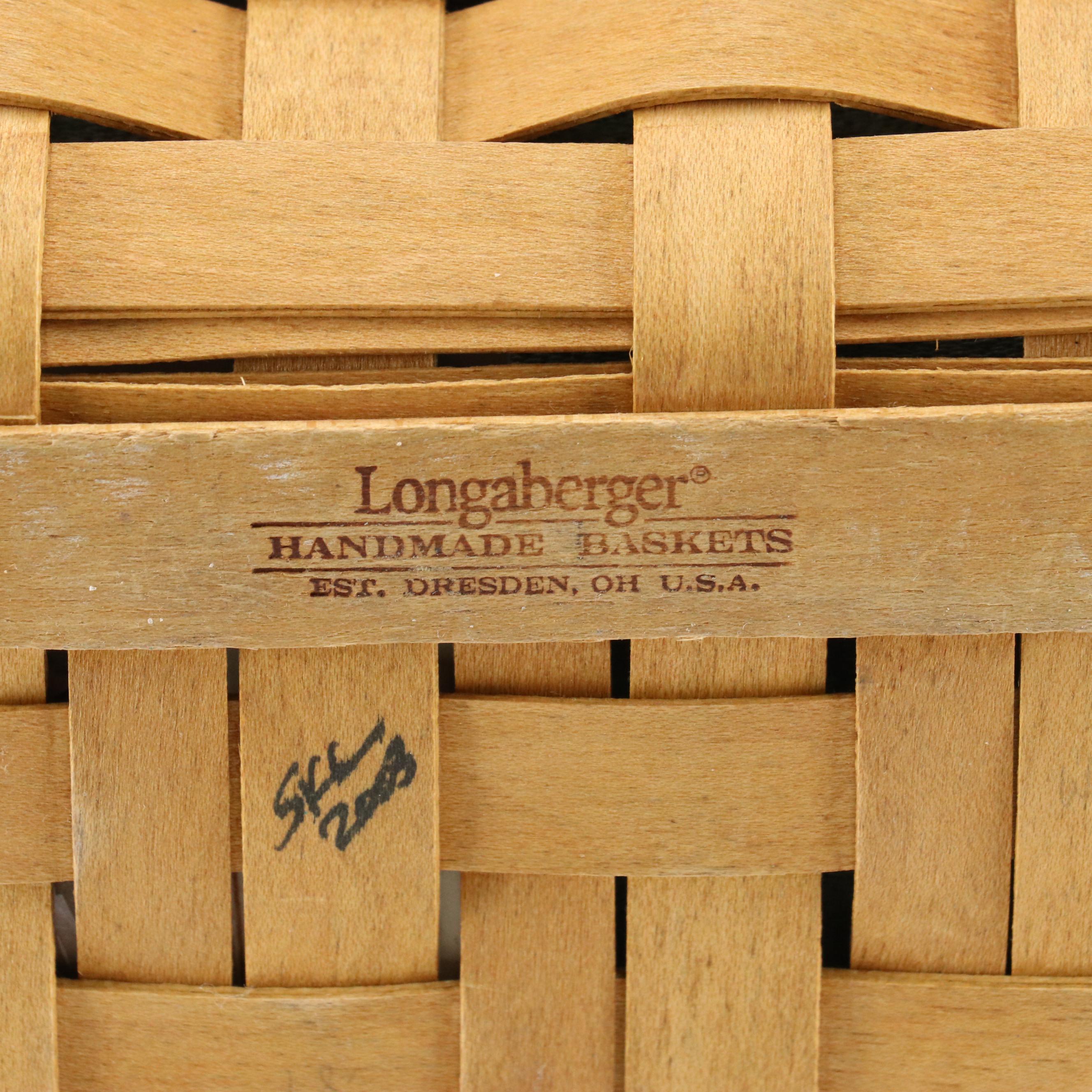 Longaberger Signed Medium Boardwalk Basket with Zippered Liner