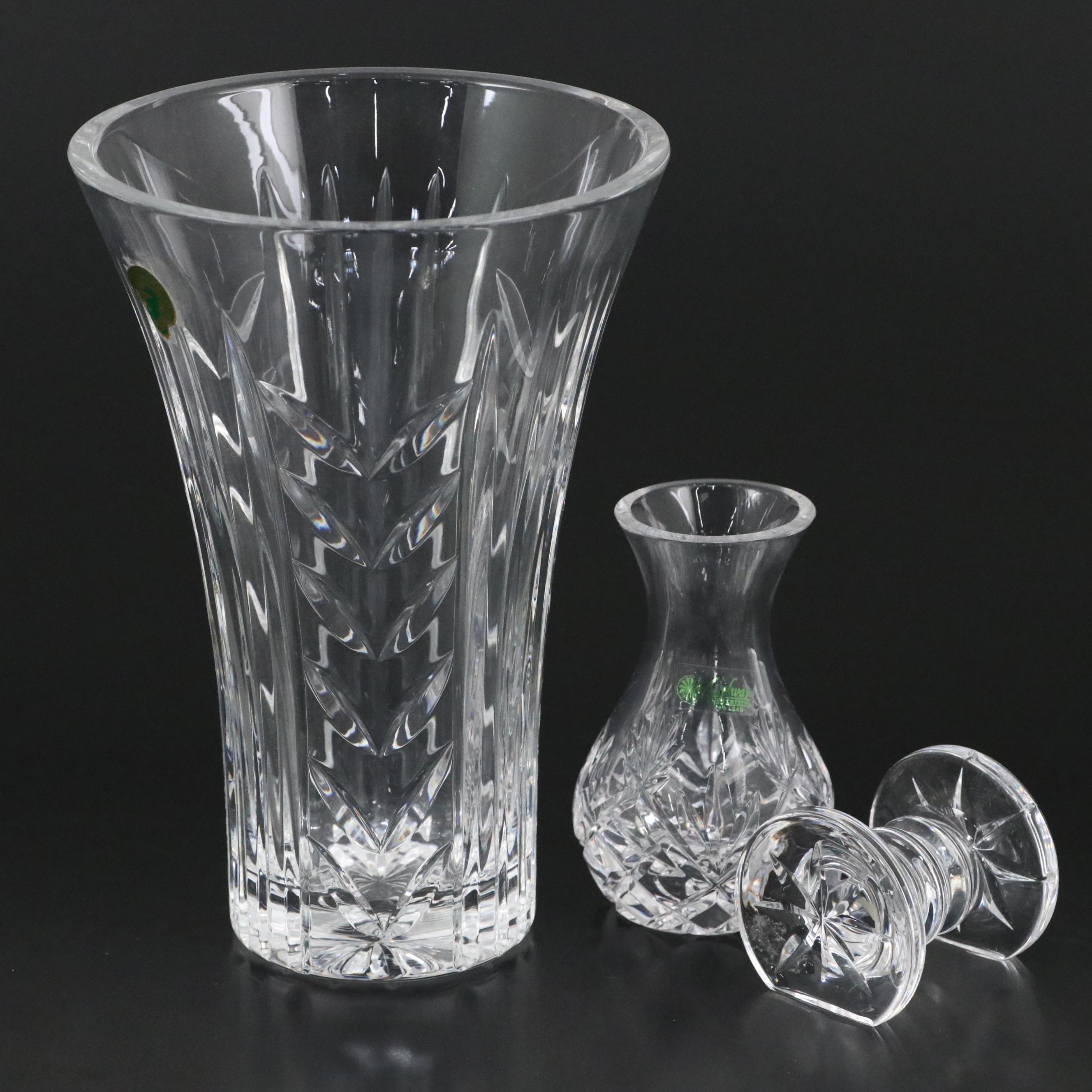 Waterford Crystal Vase and Knife Rest with Galway Crystal Bud Vase