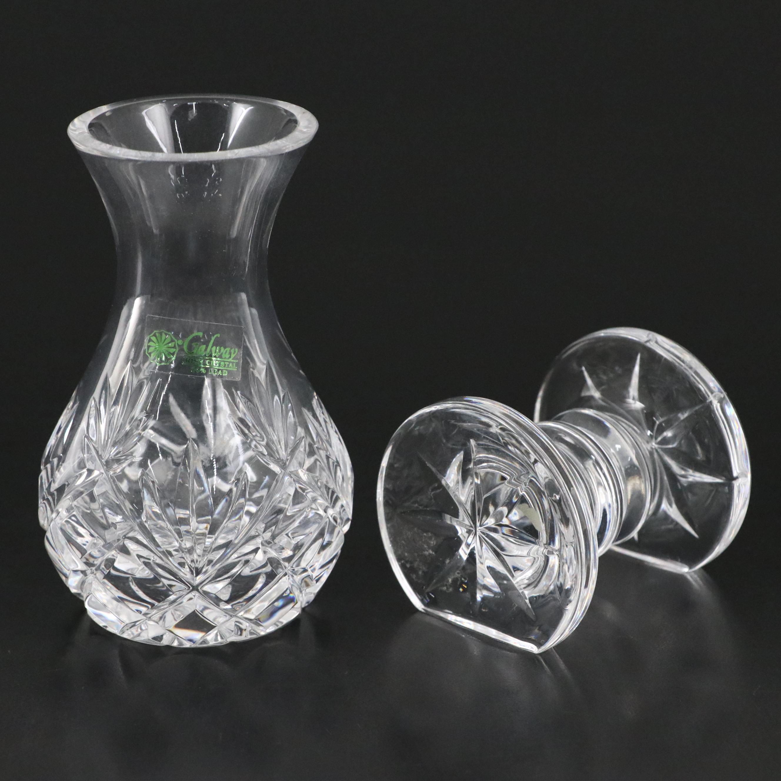 Waterford Crystal Vase and Knife Rest with Galway Crystal Bud Vase