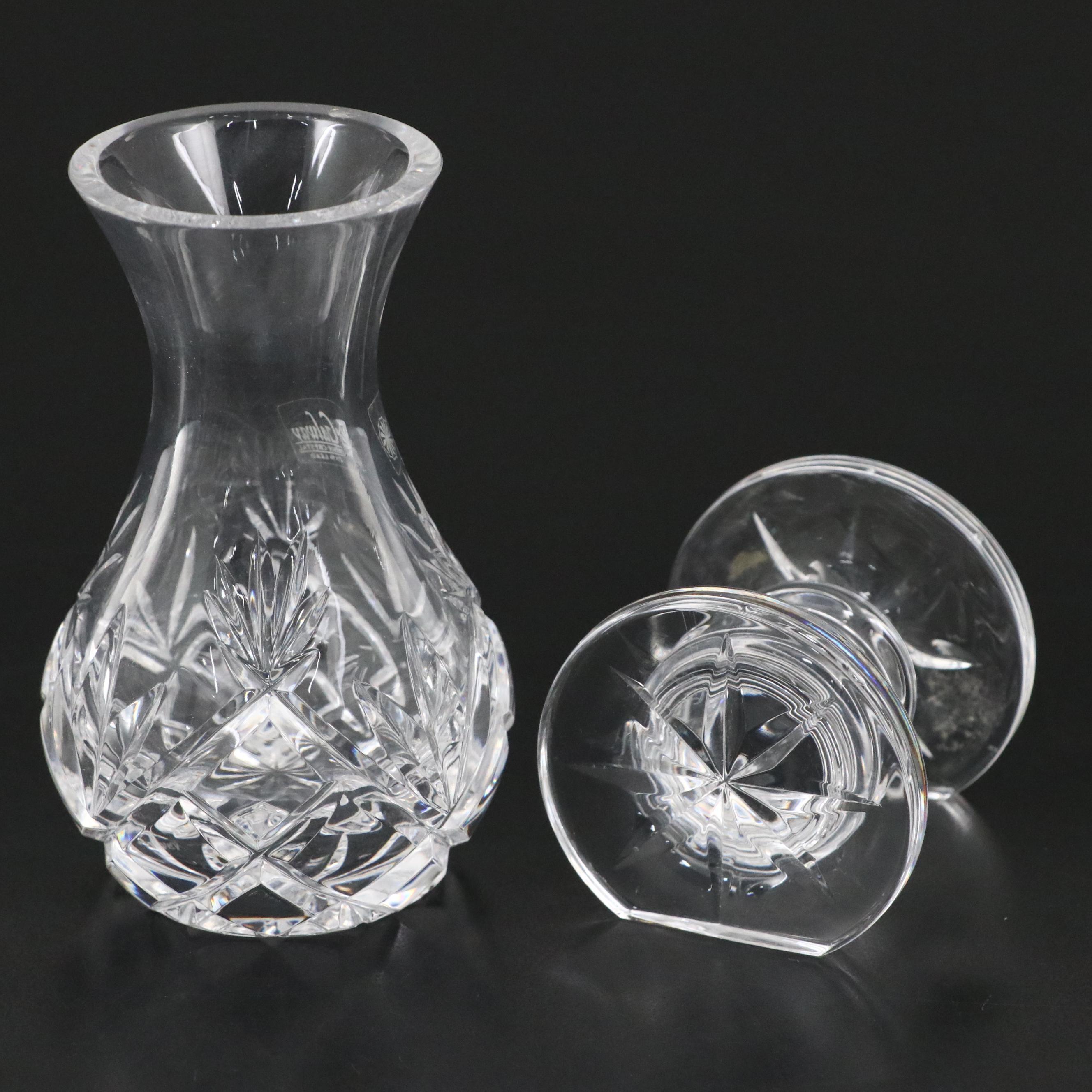 Waterford Crystal Vase and Knife Rest with Galway Crystal Bud Vase