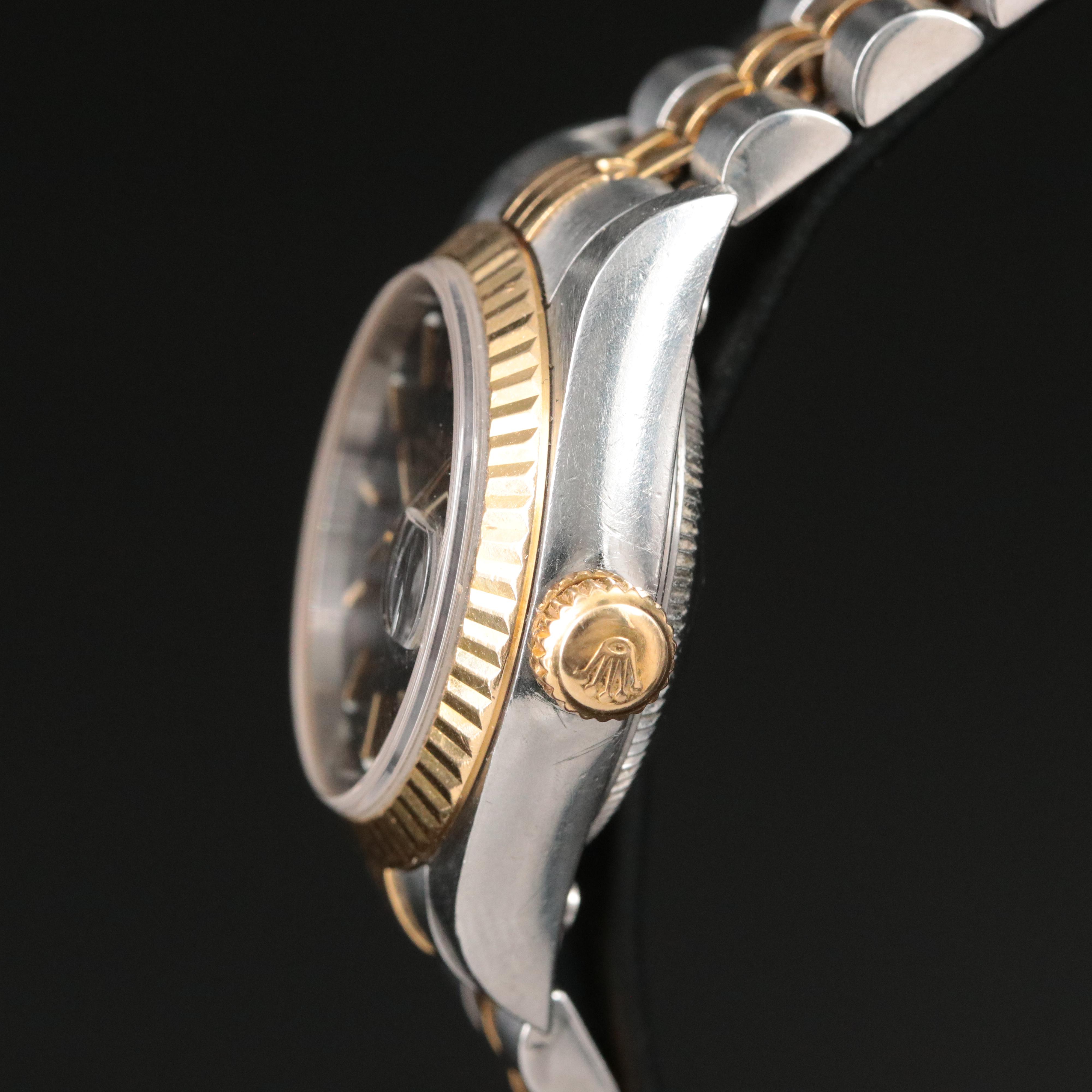 2001 Rolex Black Tapestry Dial Datejust Watch