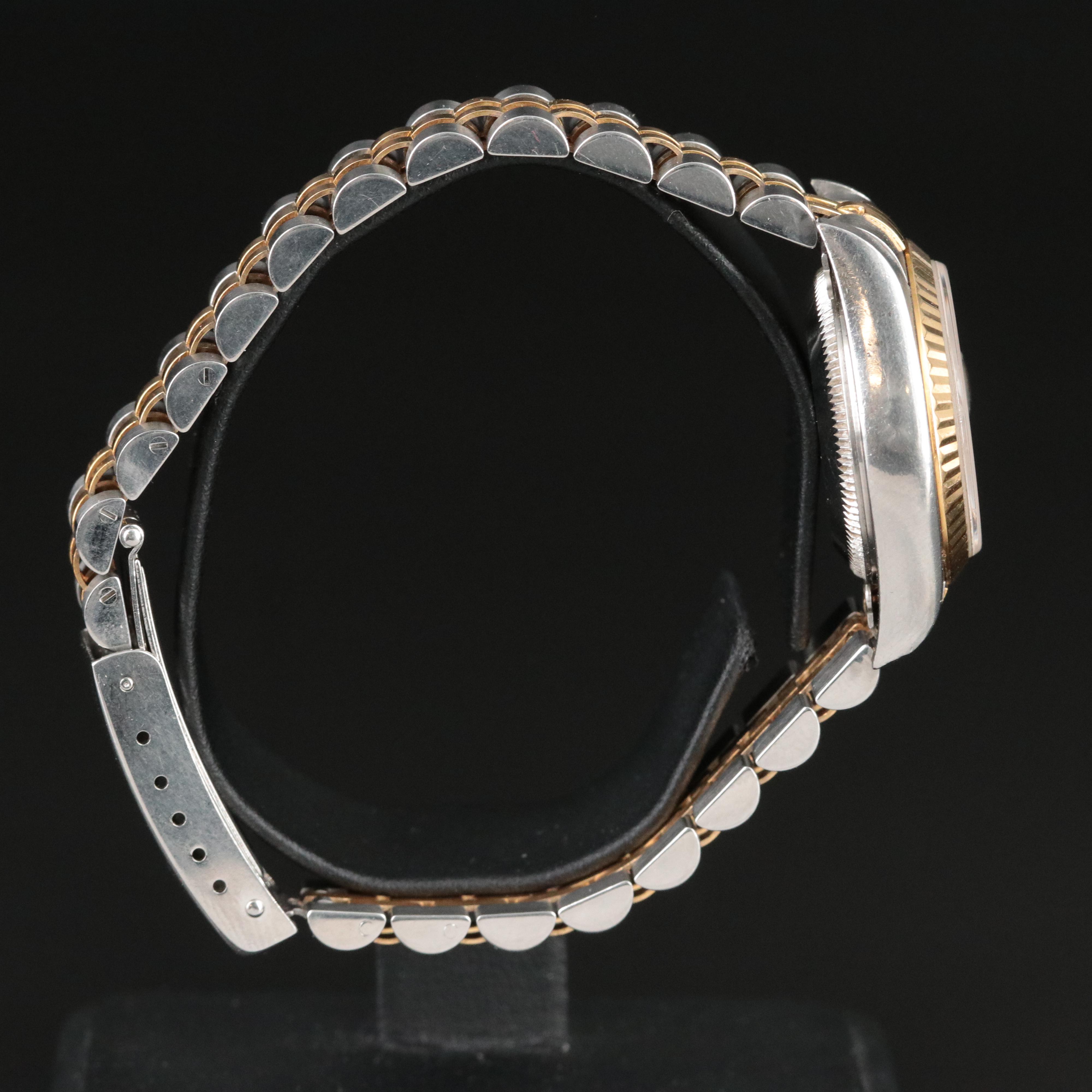 2001 Rolex Black Tapestry Dial Datejust Watch