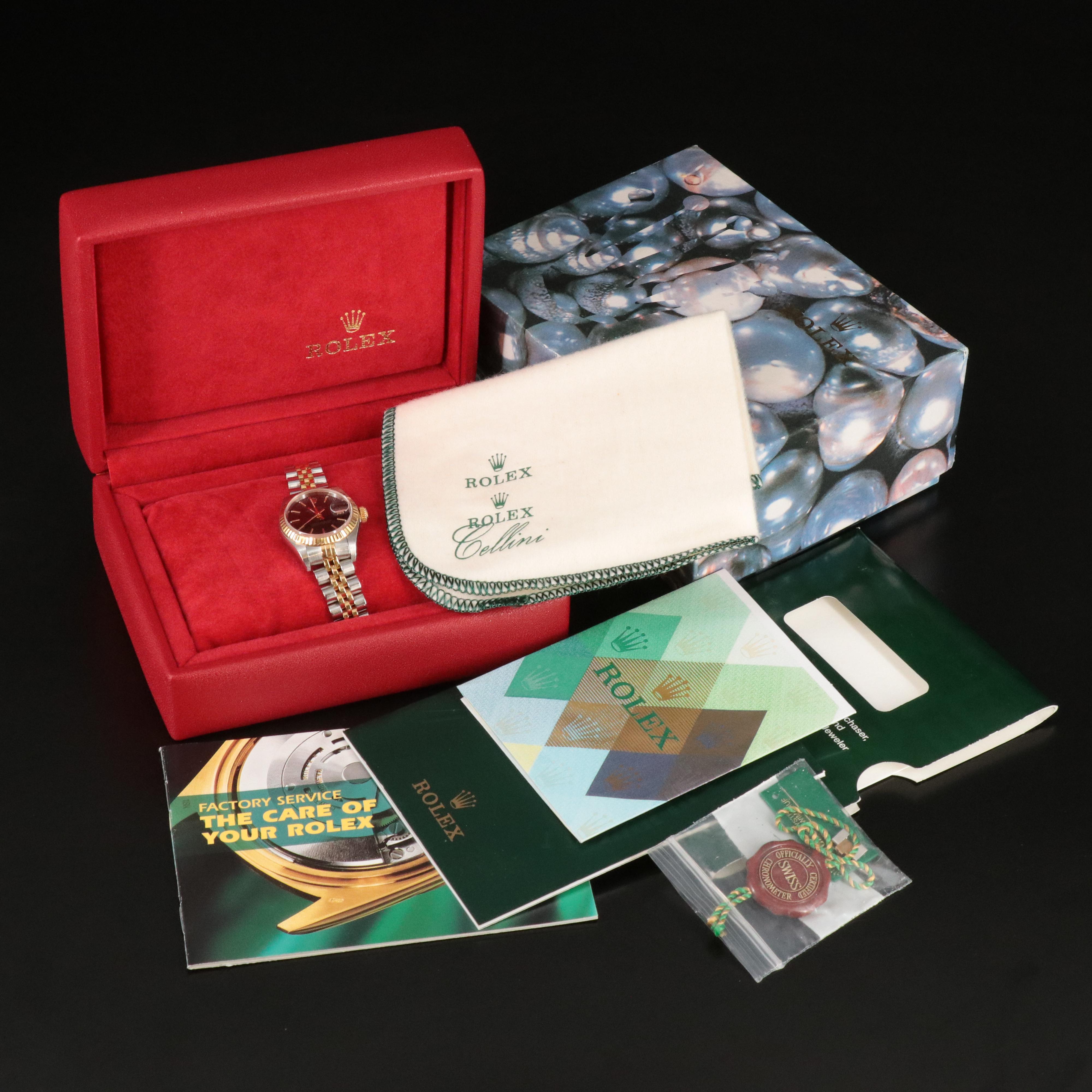 2001 Rolex Black Tapestry Dial Datejust Watch