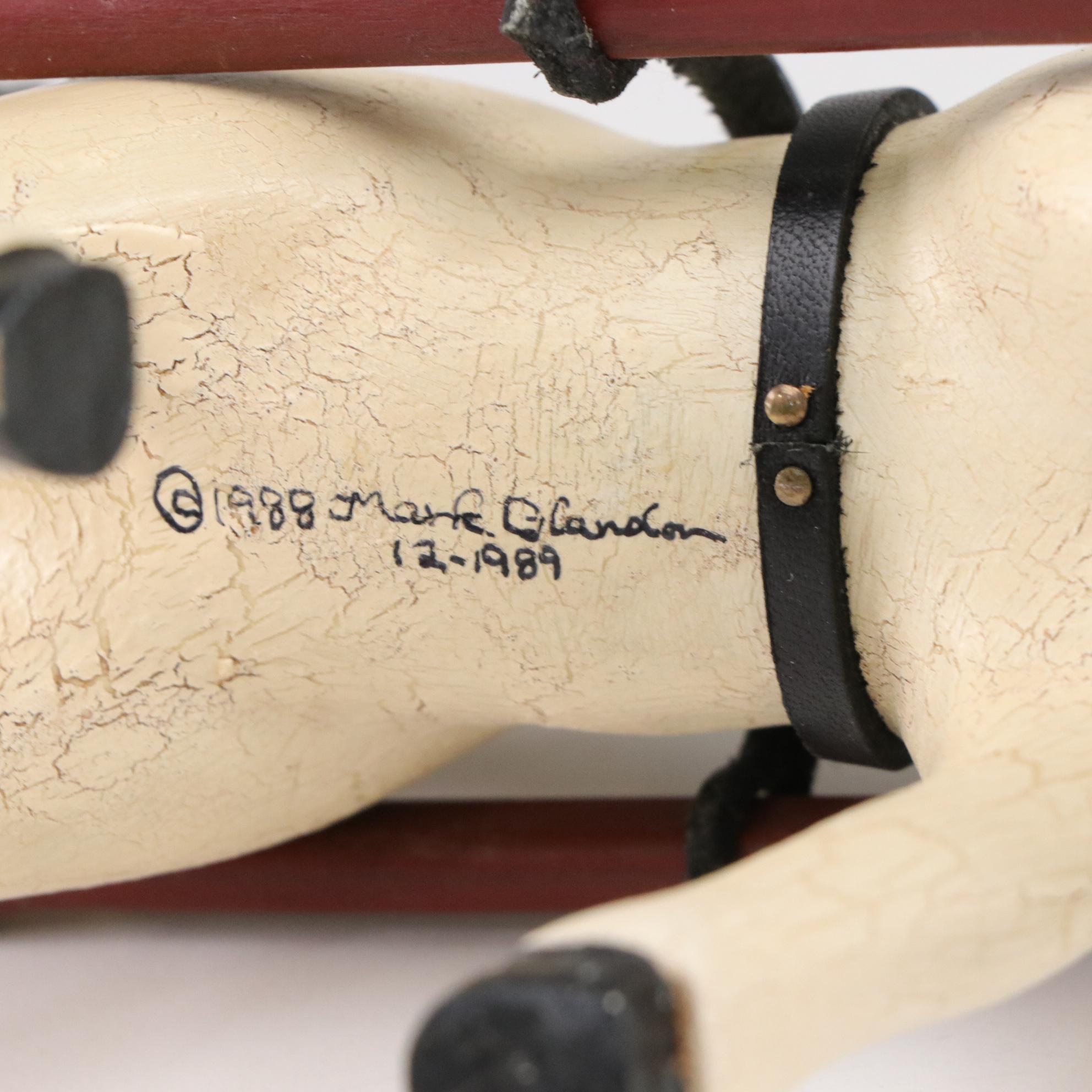 Mark Glandon Folk Art Carved Wooden Santa Figurines with Horses