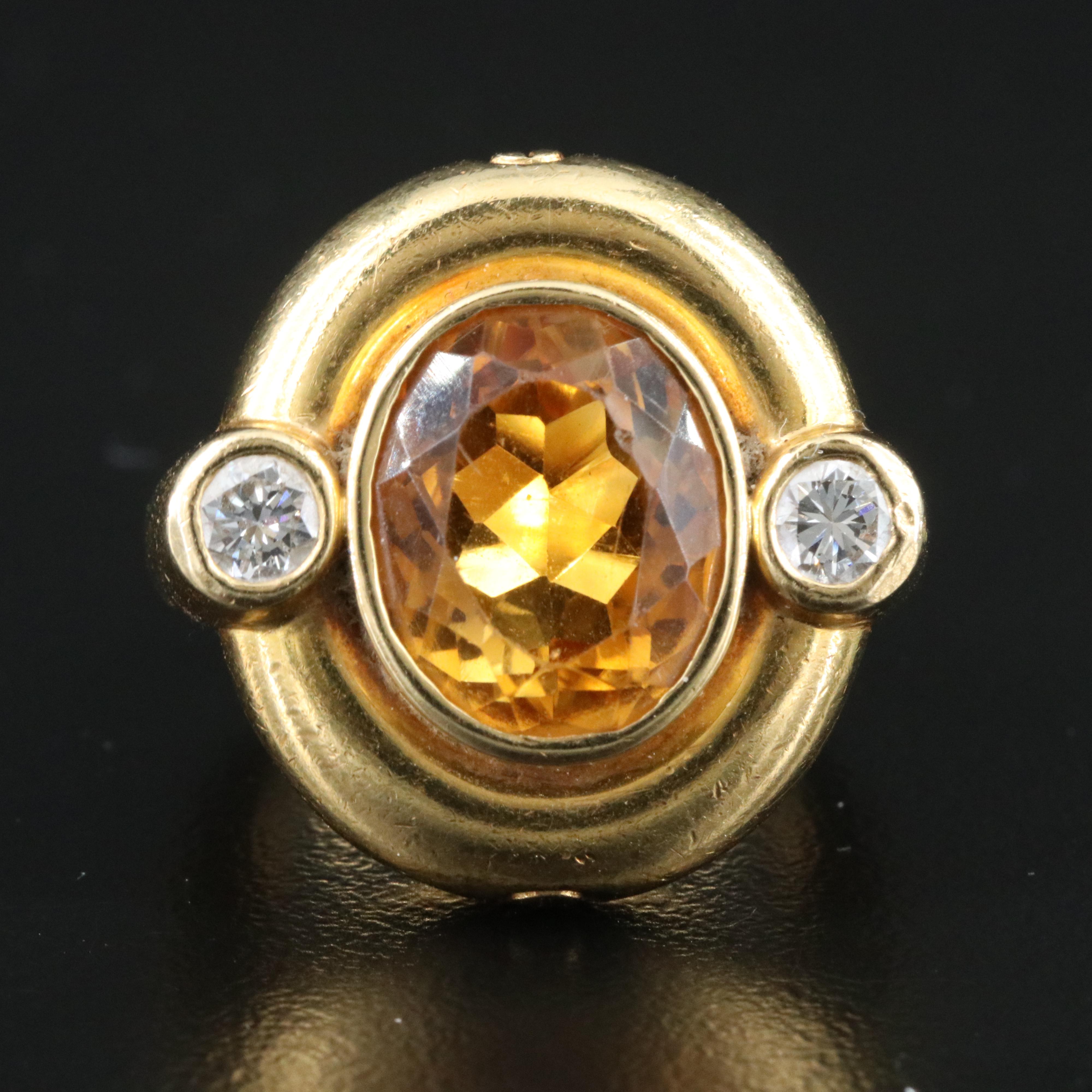 18K Citrine and 0.40 CTW Diamond Ring