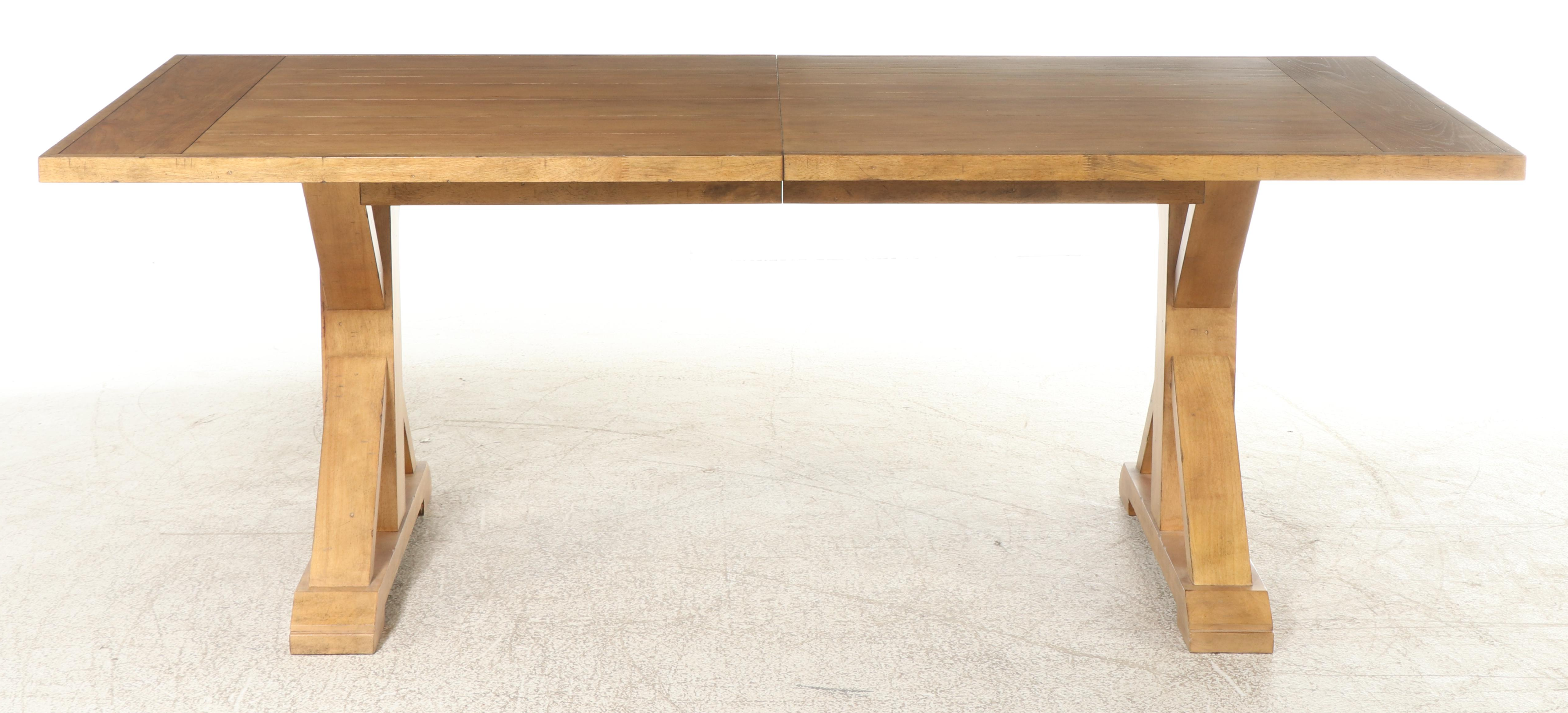 Klaussner Contemporary Farmhouse Style Trestle Dining Table