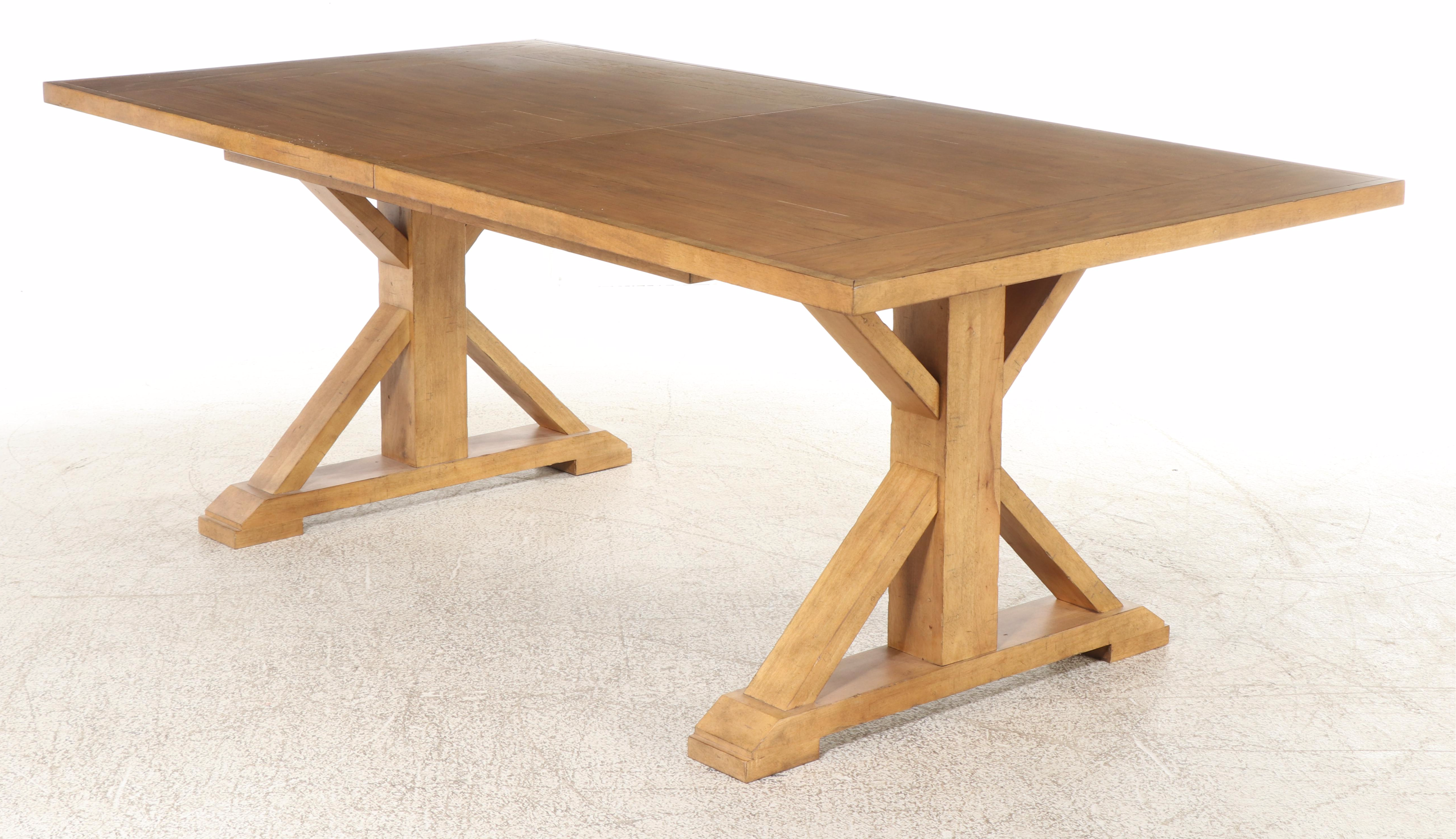 Klaussner Contemporary Farmhouse Style Trestle Dining Table