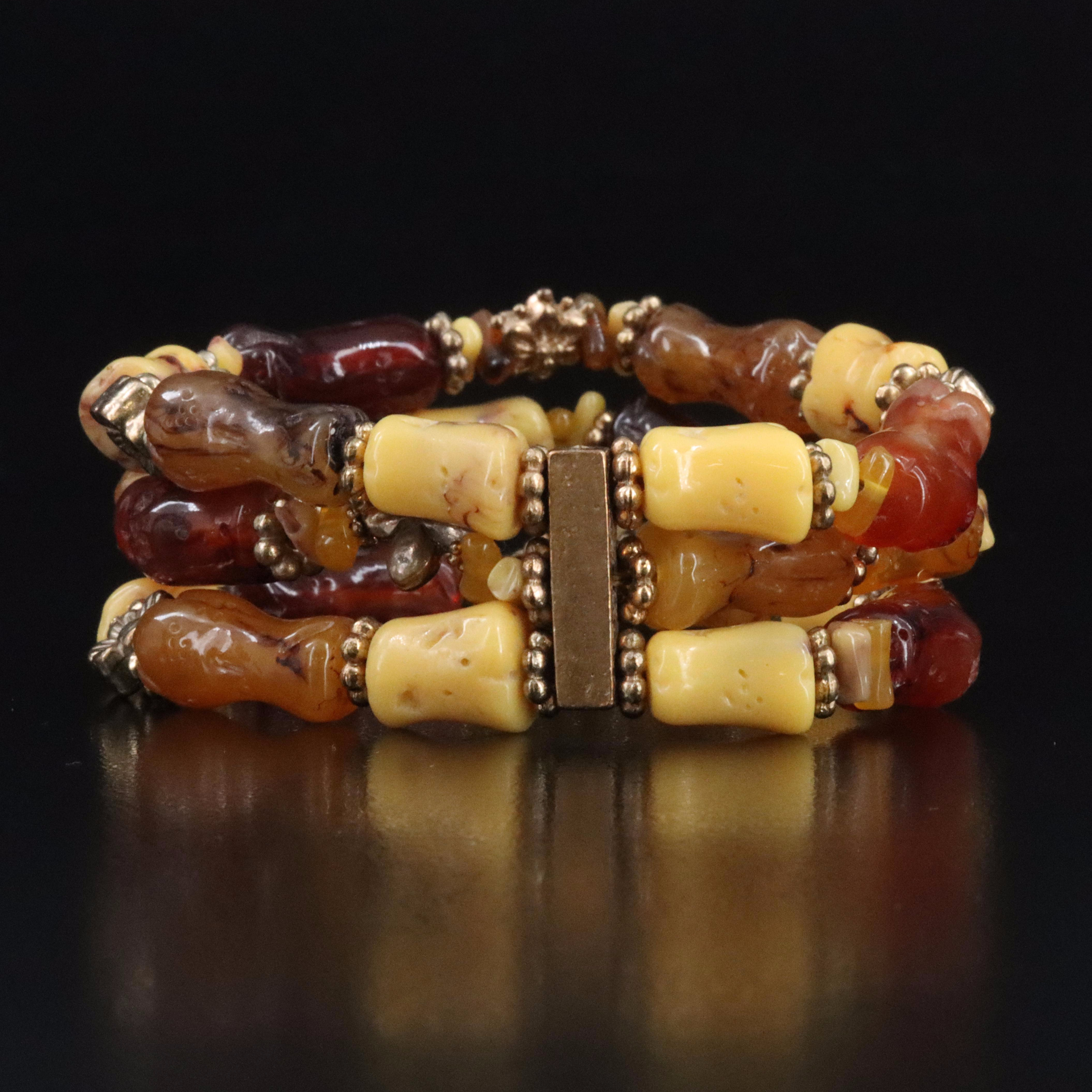 Beaded Bracelet with Floral Accents