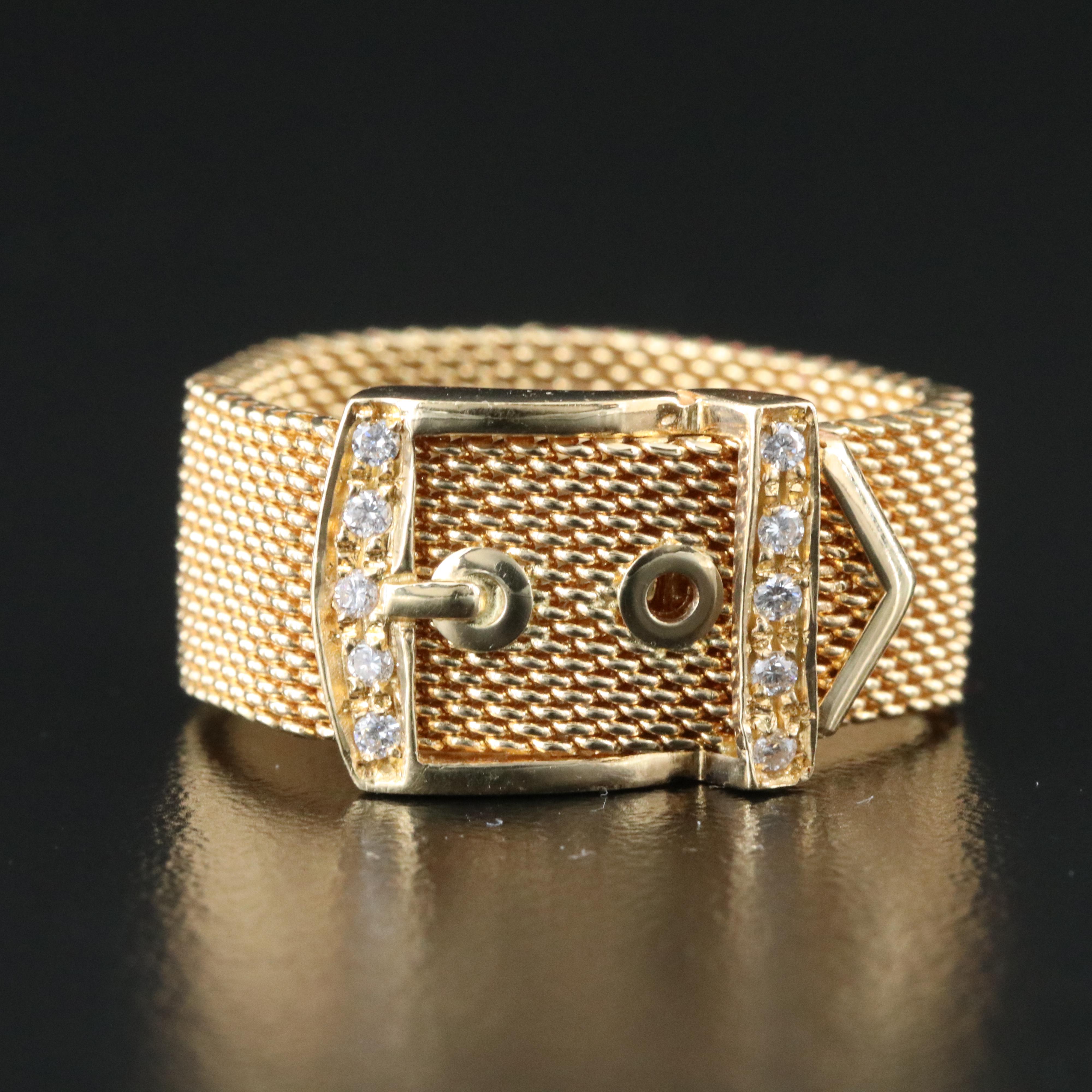 18K Diamond Buckle Ring