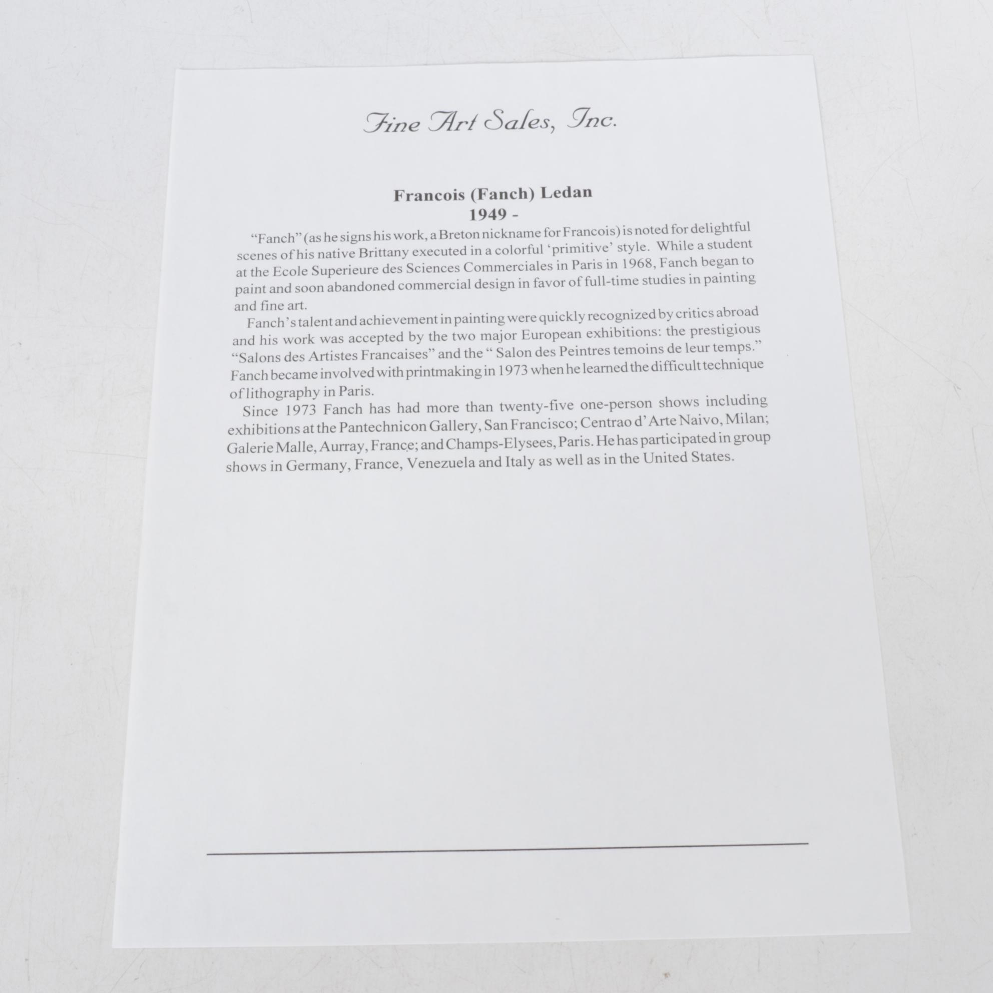 Fanch Ledan Seriolithograph "Interior With Three Matisse," 1999