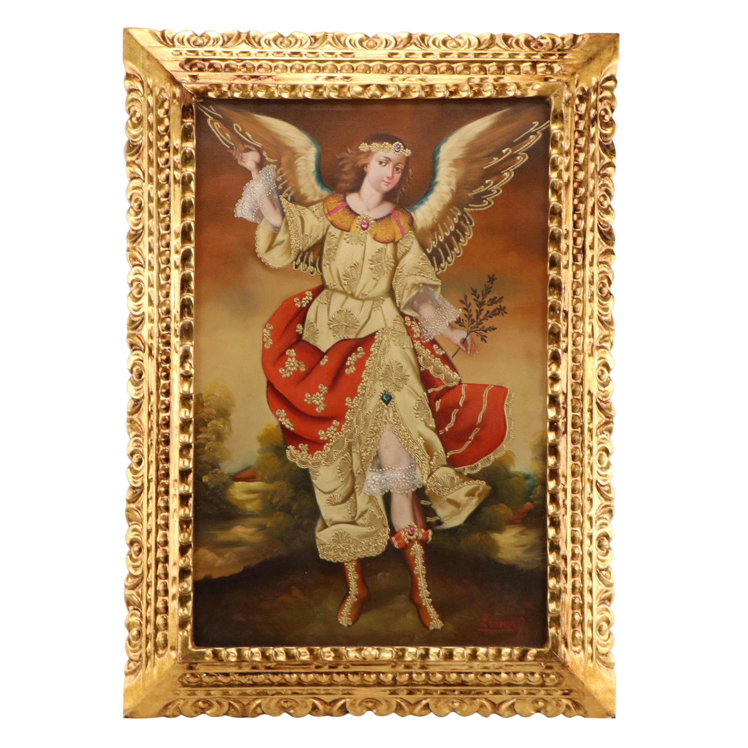 Ernesto Zuñiga Oil Painting of Archangel "San Rafael," 1968