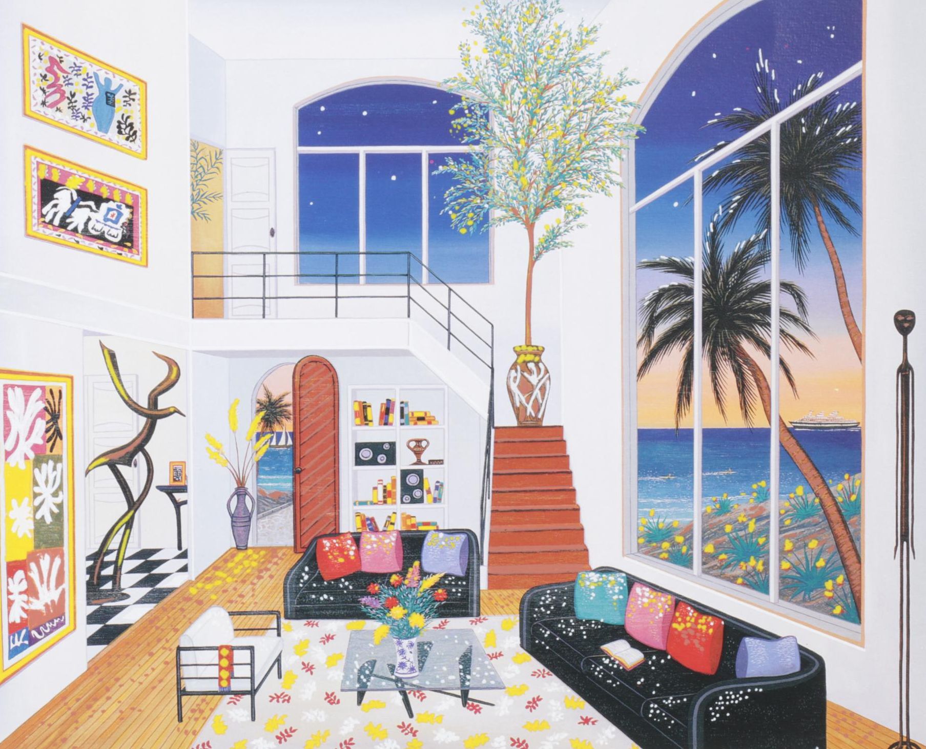 Fanch Ledan Seriolithograph "Interior With Three Matisse," 1999