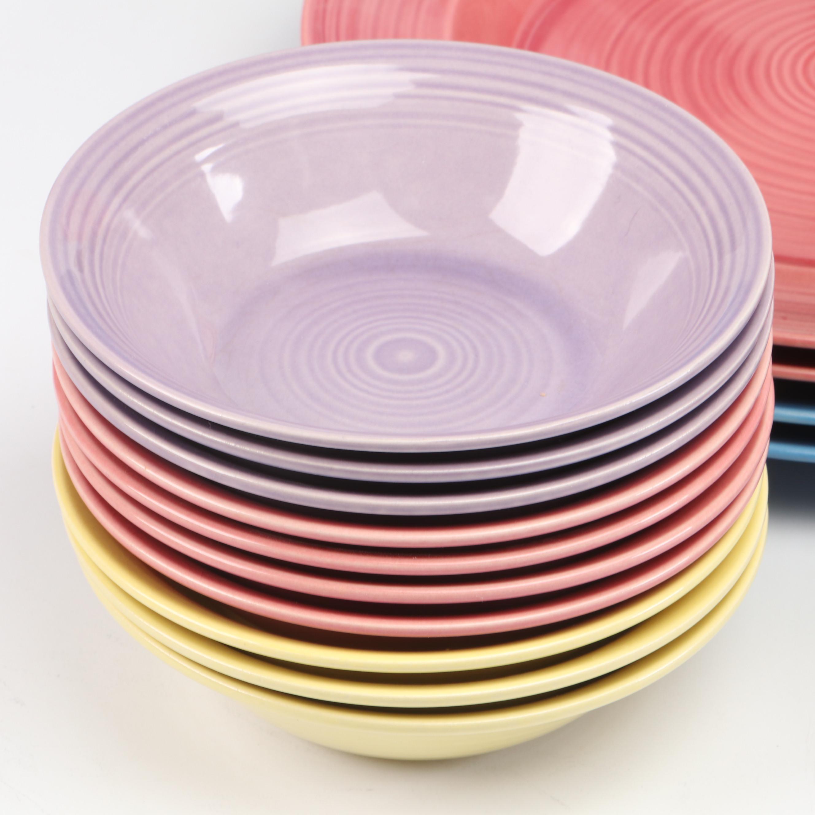 Japanese Multicolor Stoneware Dinnerware Sets with Cabbageware Plates