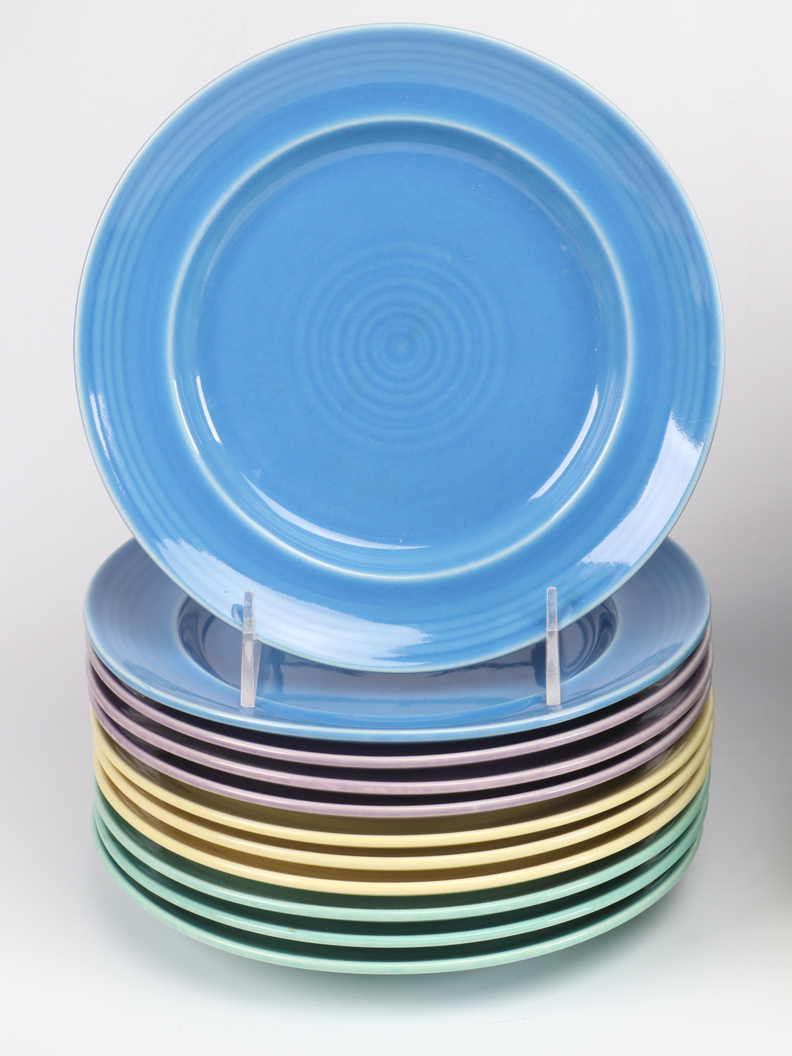 Japanese Multicolor Stoneware Dinnerware Sets with Cabbageware Plates