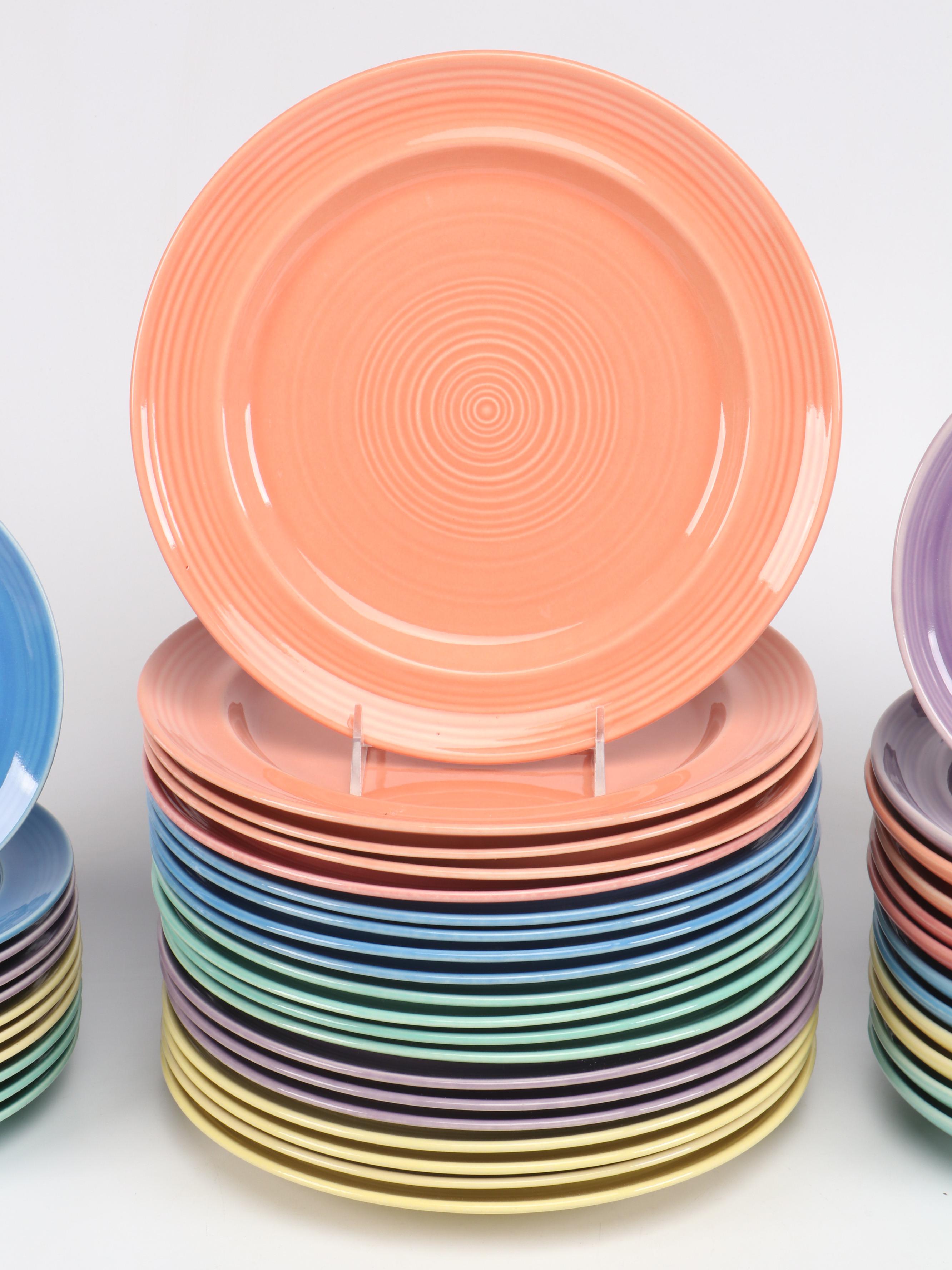 Japanese Multicolor Stoneware Dinnerware Sets with Cabbageware Plates