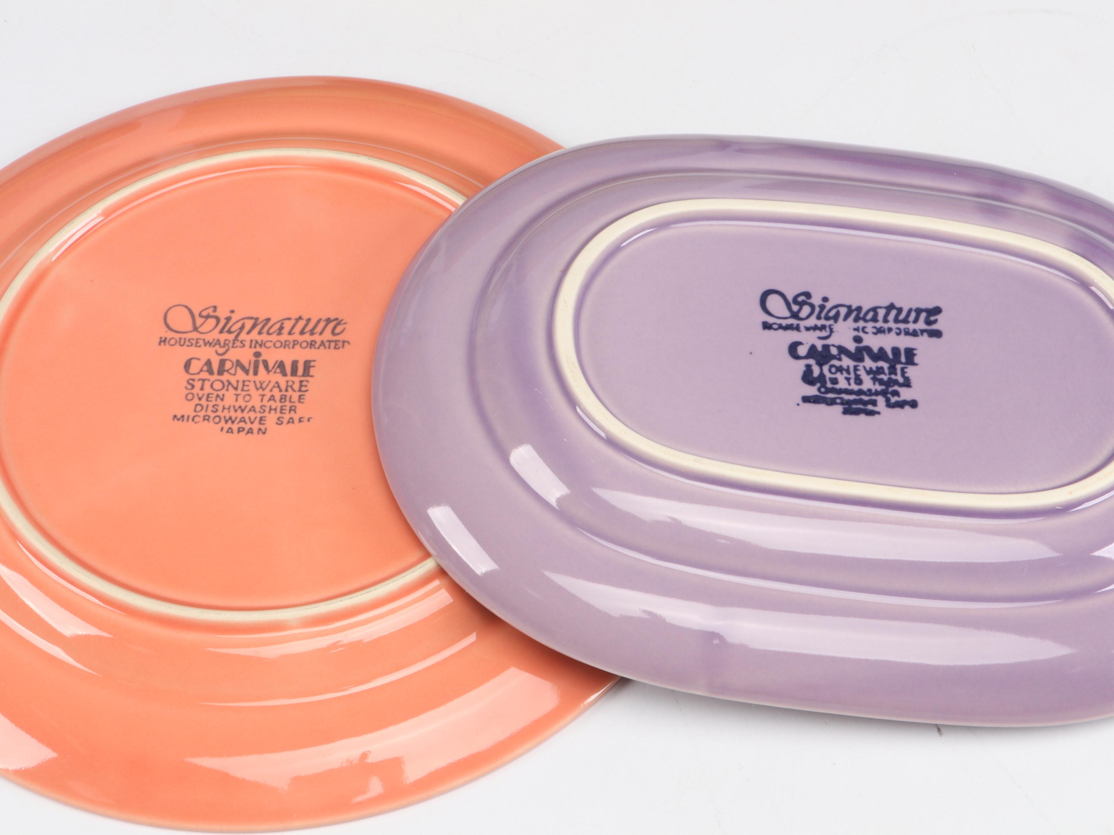 Japanese Multicolor Stoneware Dinnerware Sets with Cabbageware Plates