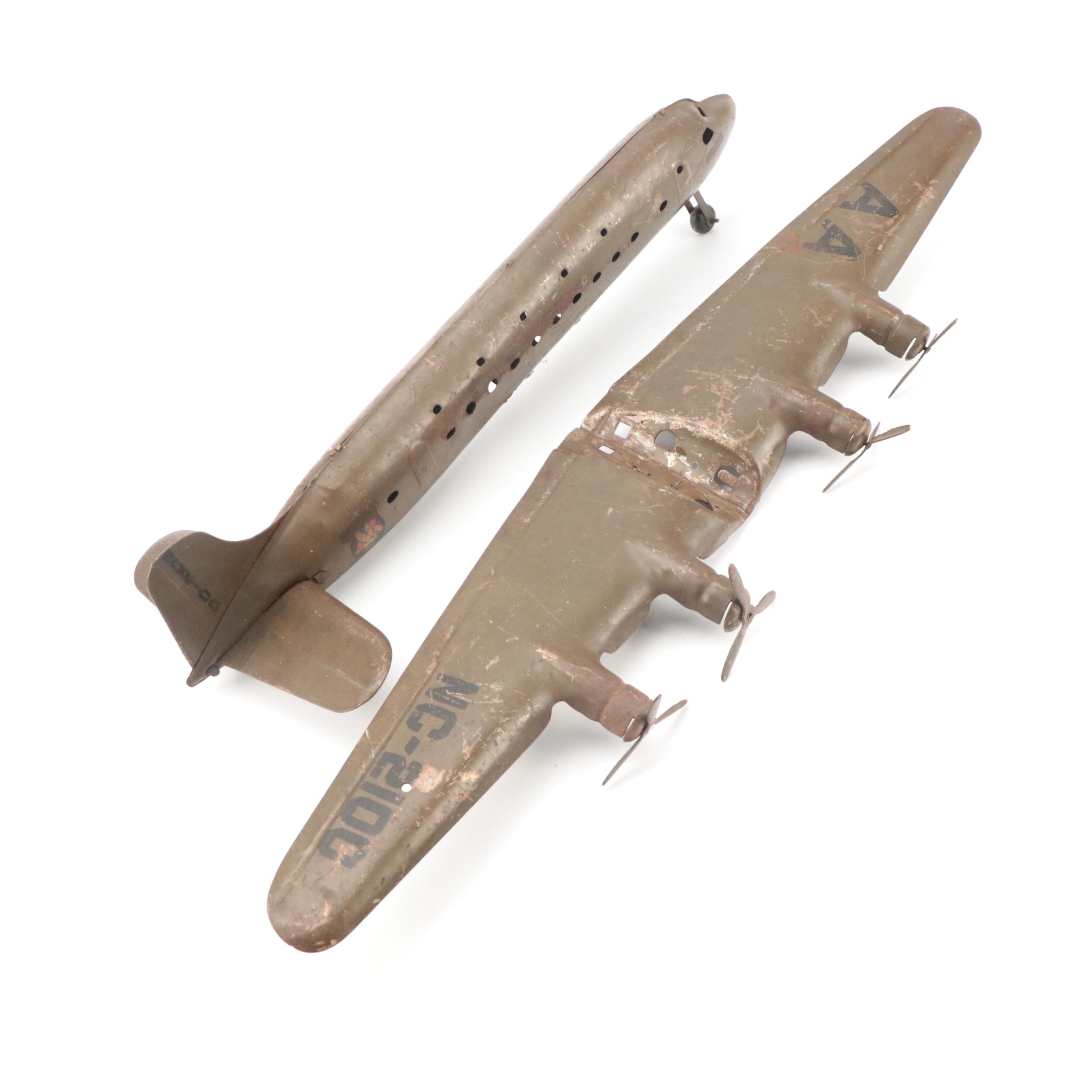 Marx "American Flagship" Pressed Steel Toy Plane, Mid-20th Century
