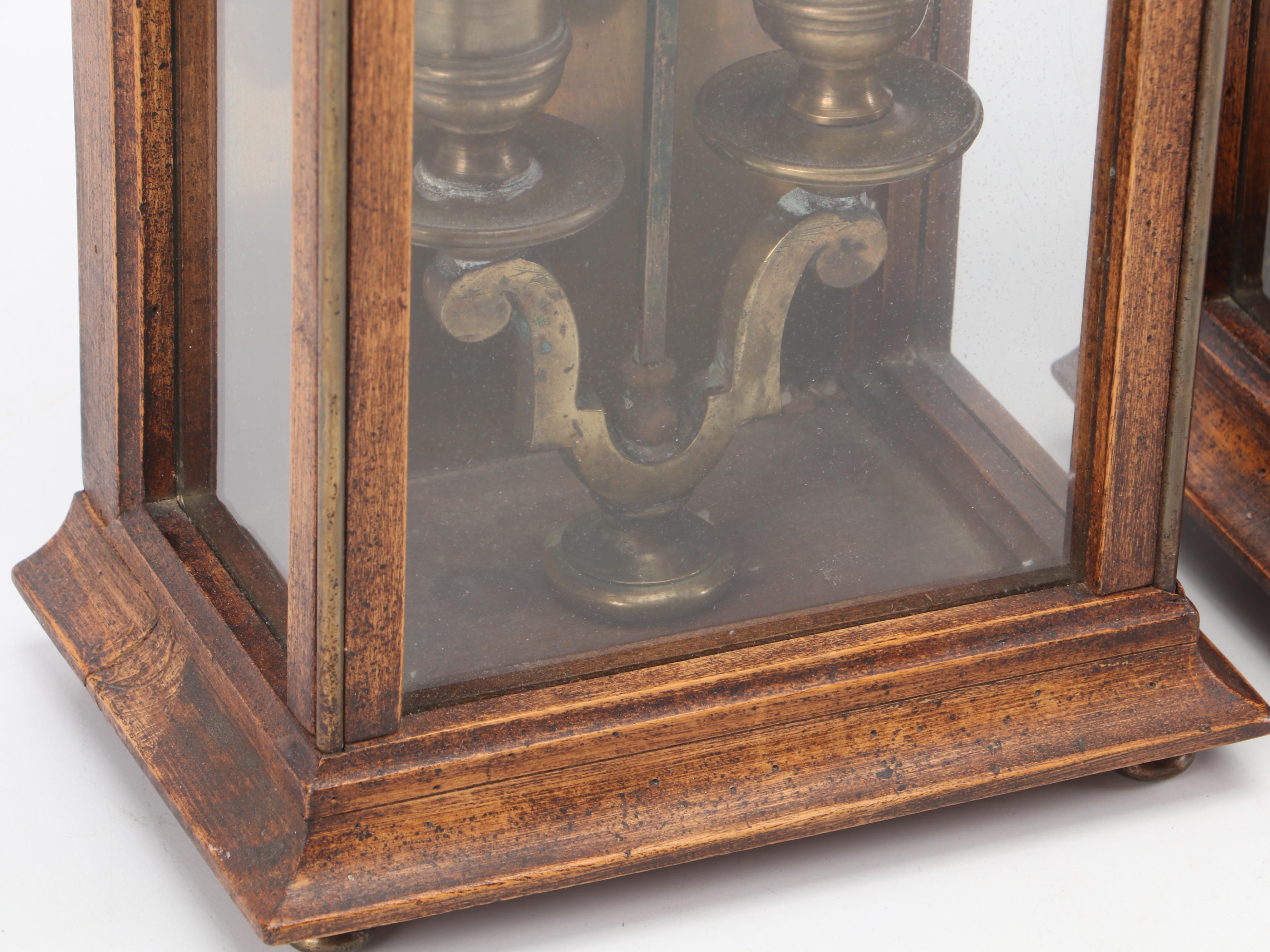 Georgian Style Wooden Wall Hanging Candle Lanterns with Brass Gallery Tray