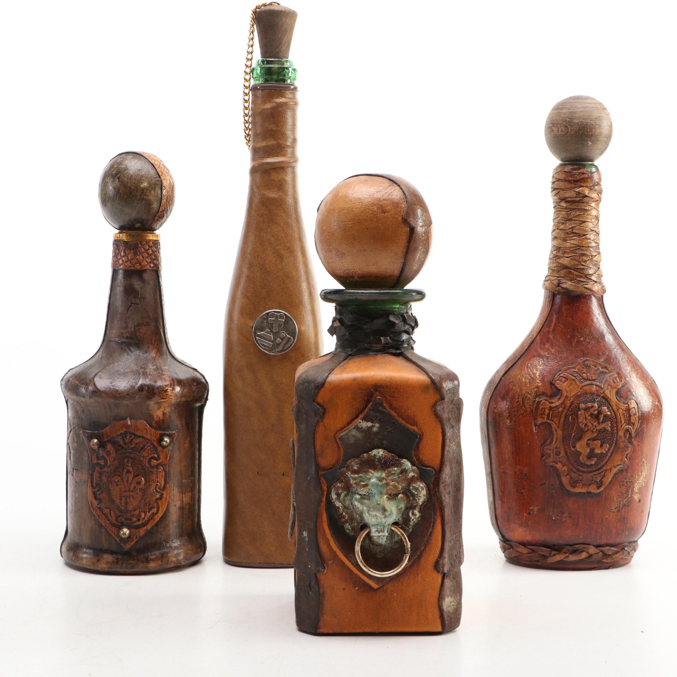 Italian and Other Embellished Leather Covered Decanters