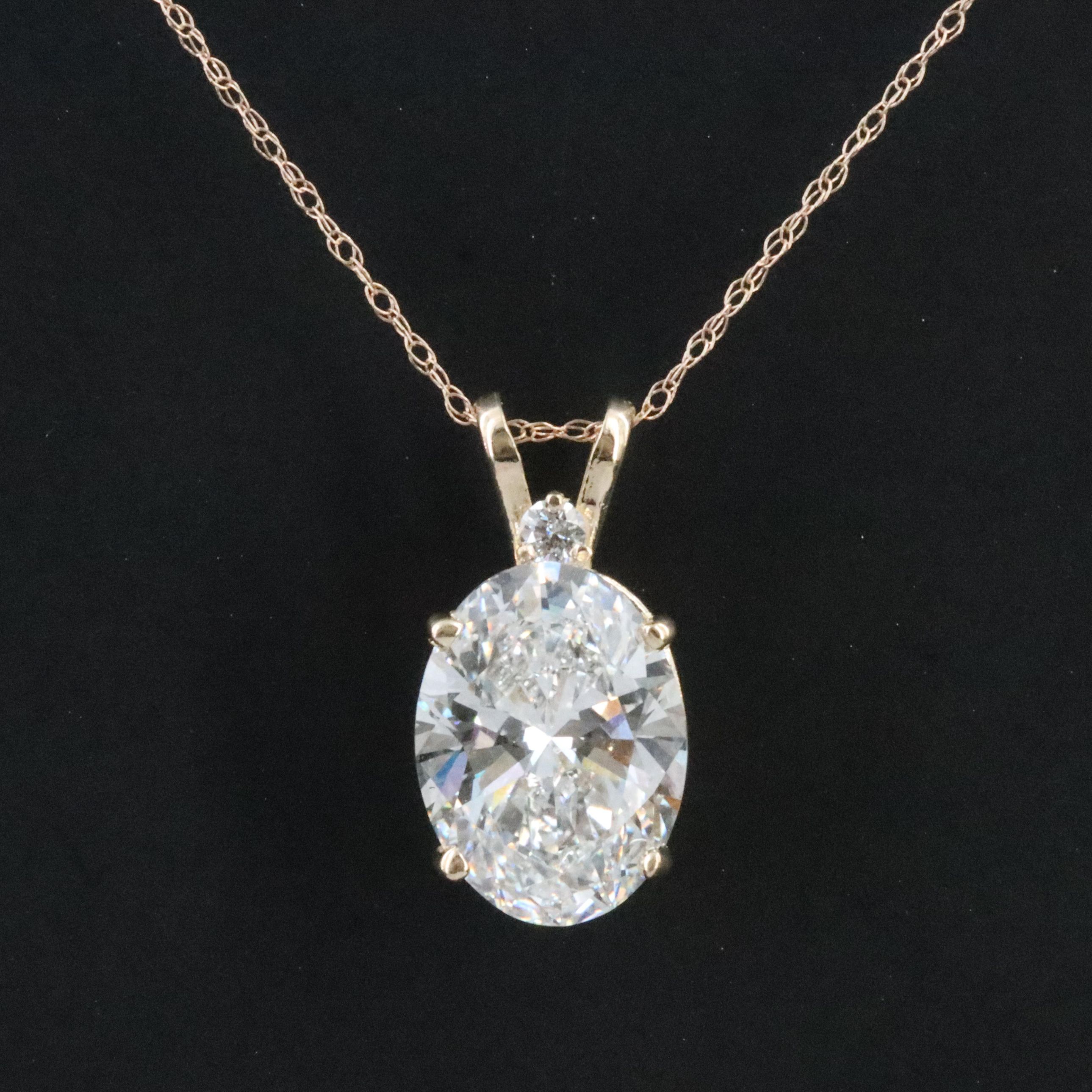 14K 3.11 CTW Lab Grown Diamond Pendant Necklace with IGI Report