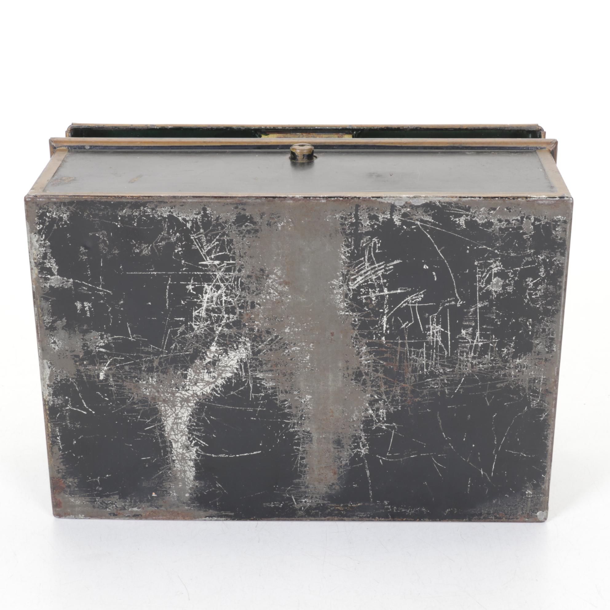 Brook's Spool Cotton Tin Box with Toleware Cash Boxes, Late 19th/Early 20th C.