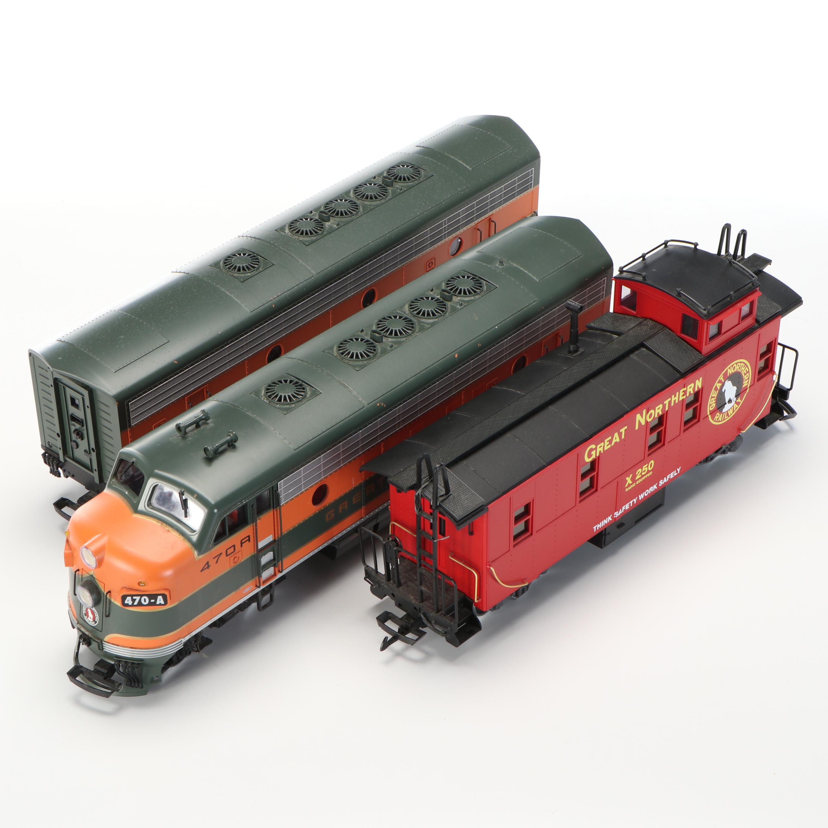 German Lehmann-Gross-Bahn G Scale Engine, Train Car and Caboose
