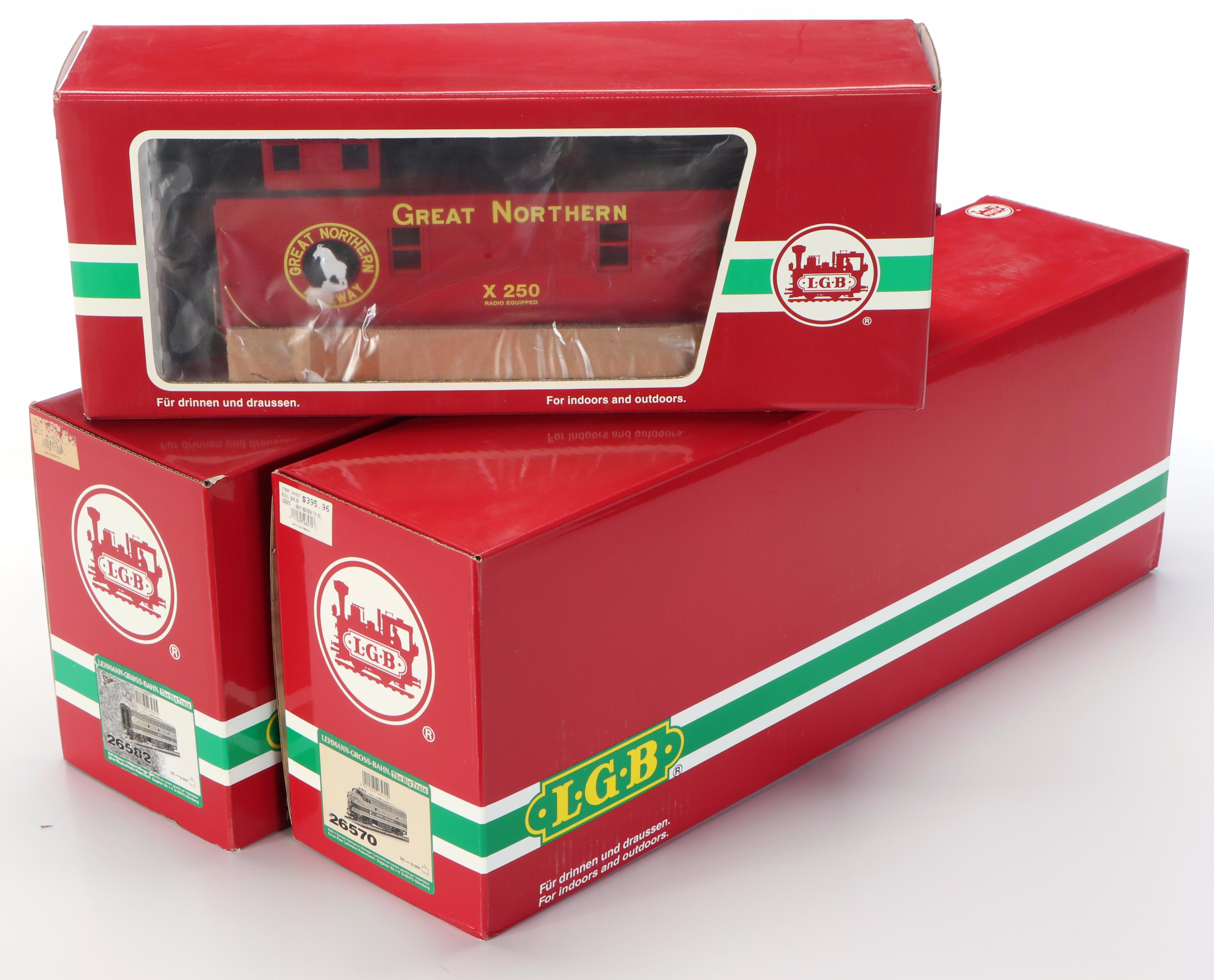 German Lehmann-Gross-Bahn G Scale Engine, Train Car and Caboose