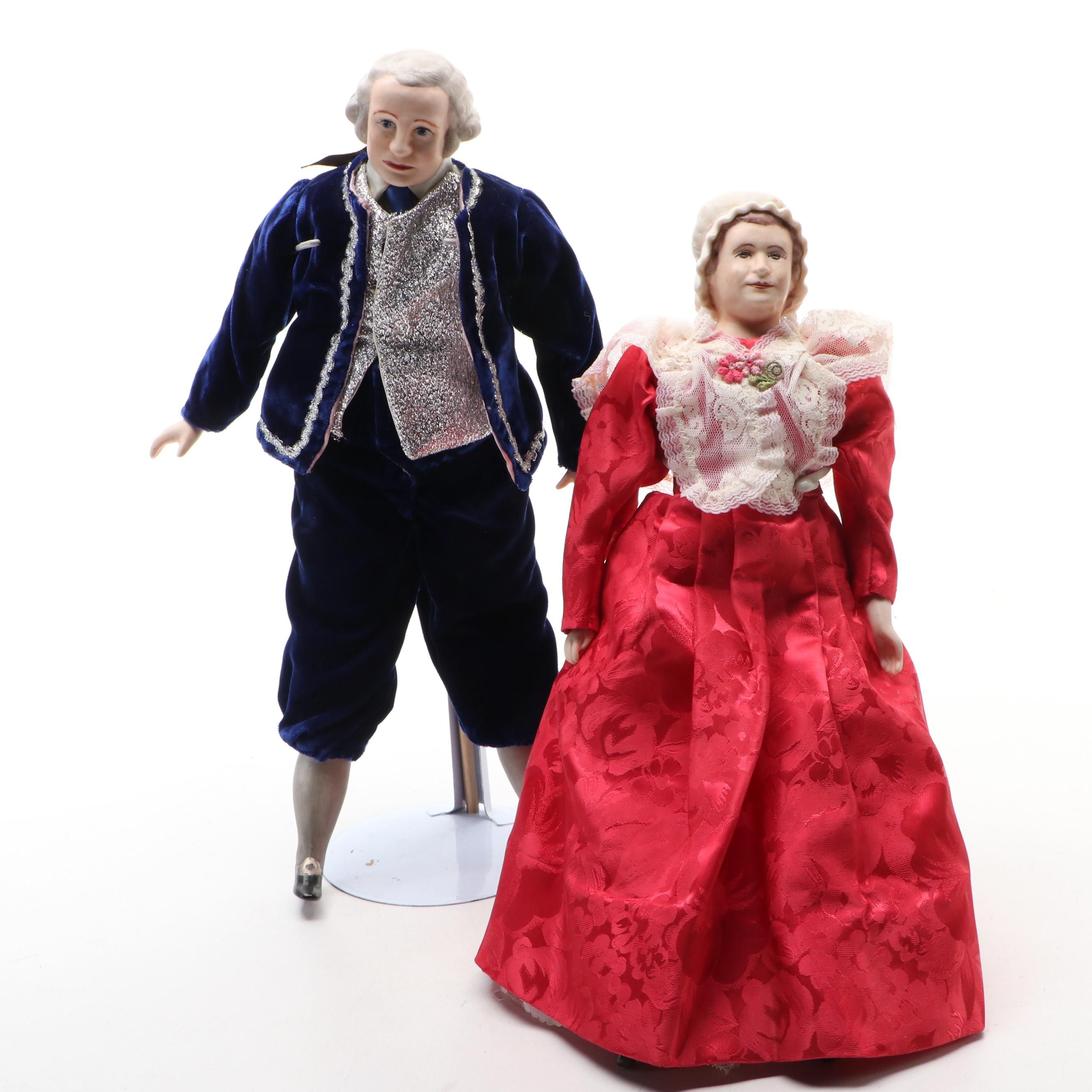 George and Martha Washington Bisque Dolls