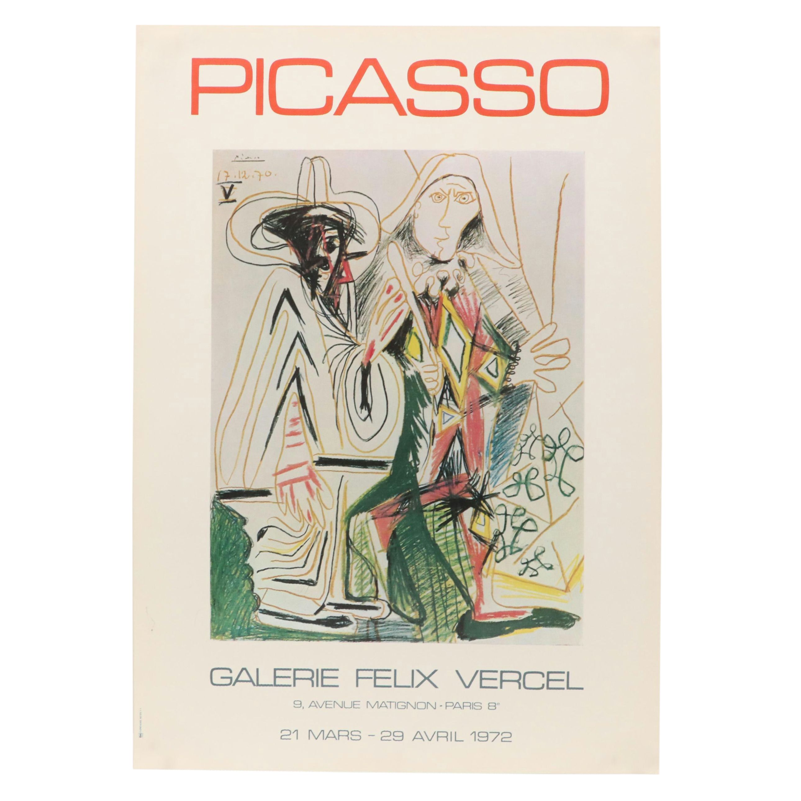 Galerie Felix Vercel Picasso Exhibition Offset Lithograph Poster