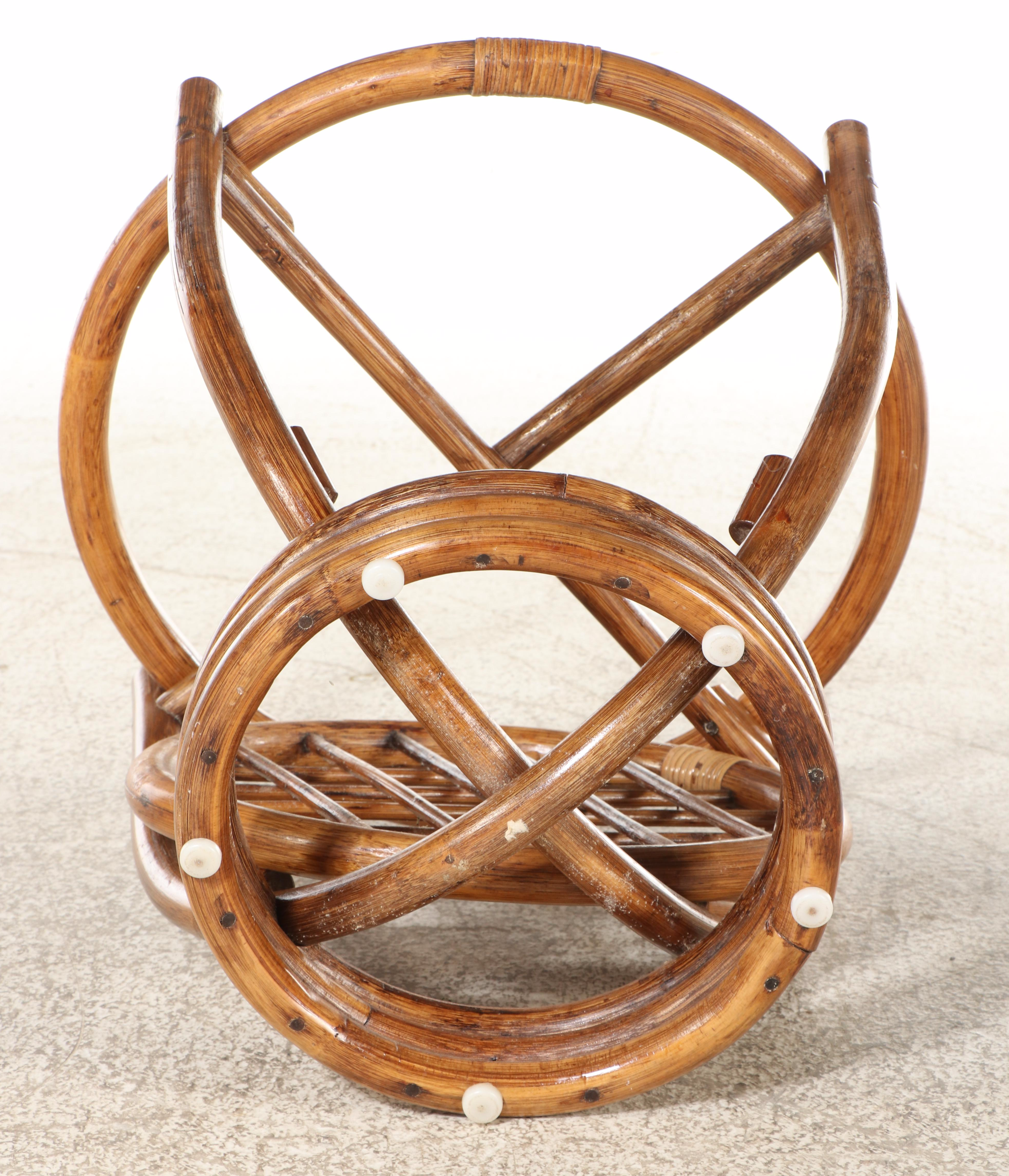 Rattan and Glass Top Side Table, Mid to Late 20th Century