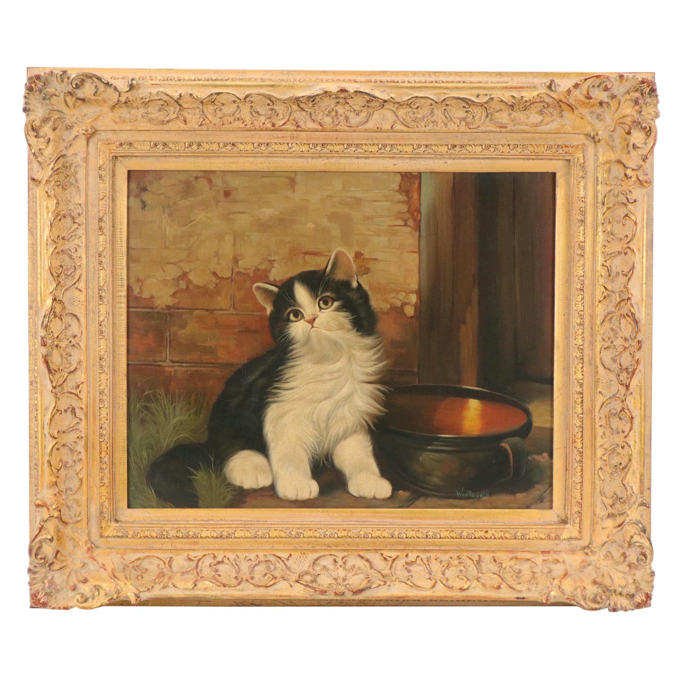 Sutton Fine Art Oil Painting of Kitten, 20th Century