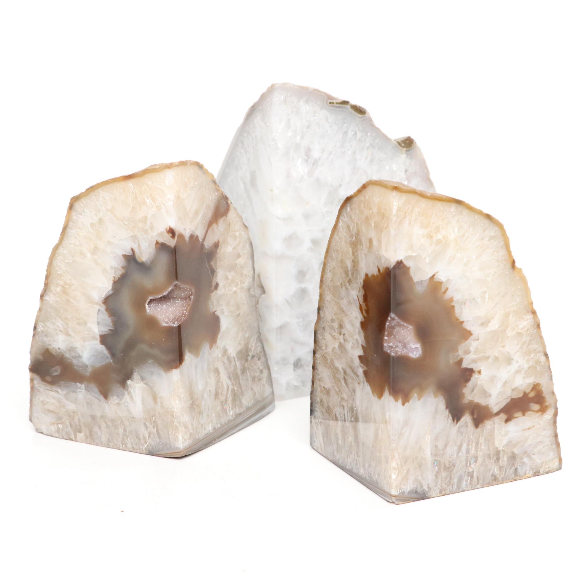 Quartz Geode Polished Bookends