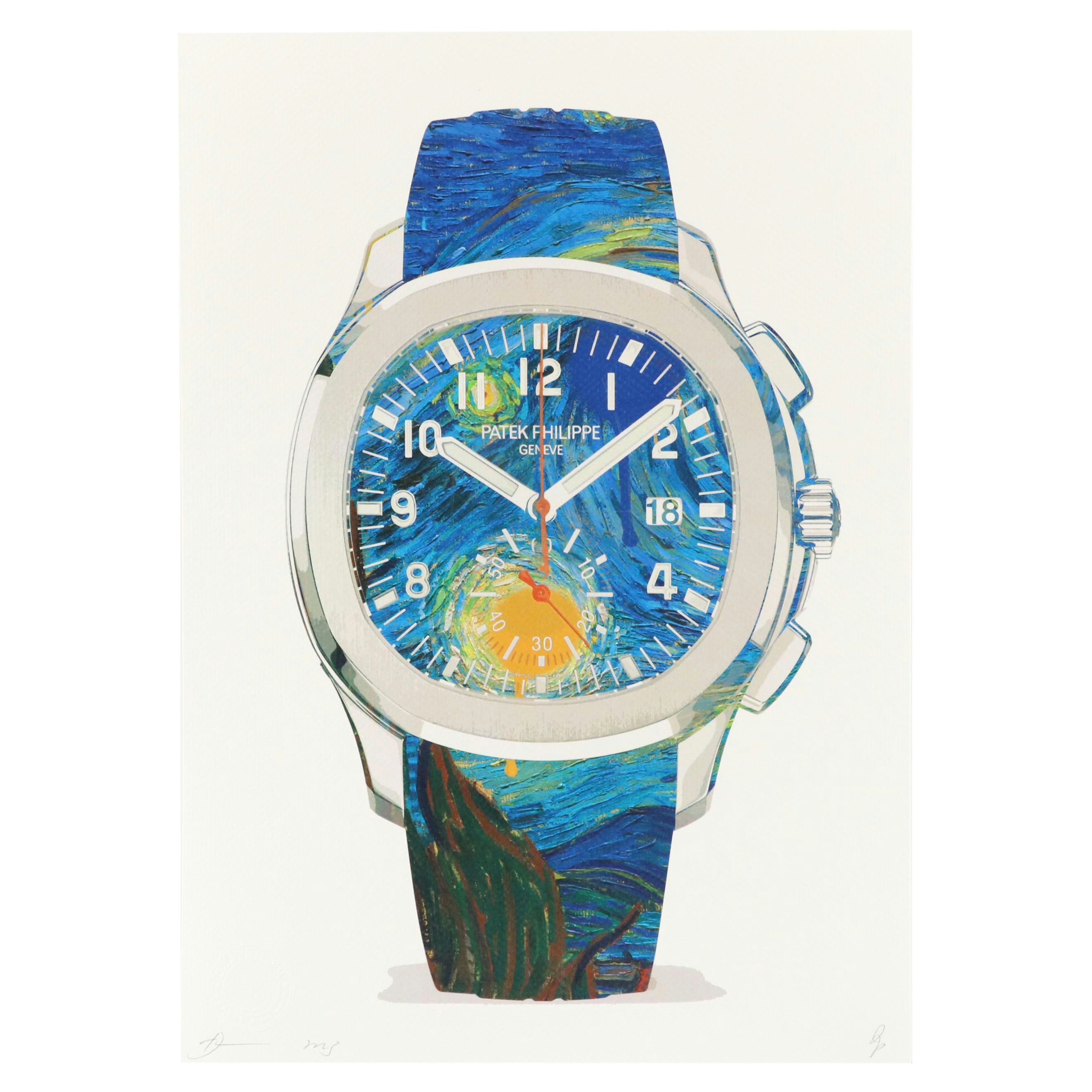 Death NYC Graphic Digital Print of Van Gogh Patek Philippe Watch, 21st Century