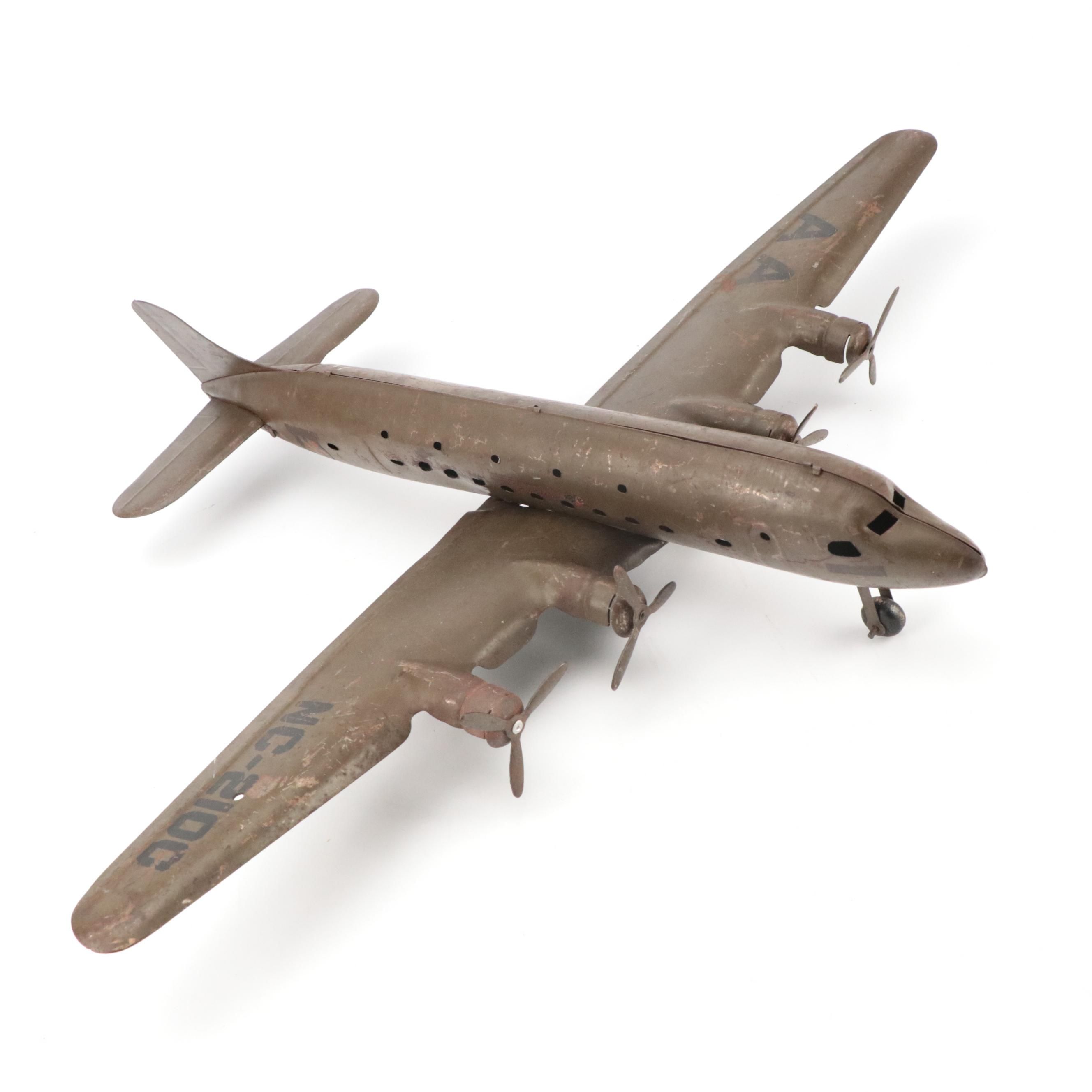Marx "American Flagship" Pressed Steel Toy Plane, Mid-20th Century