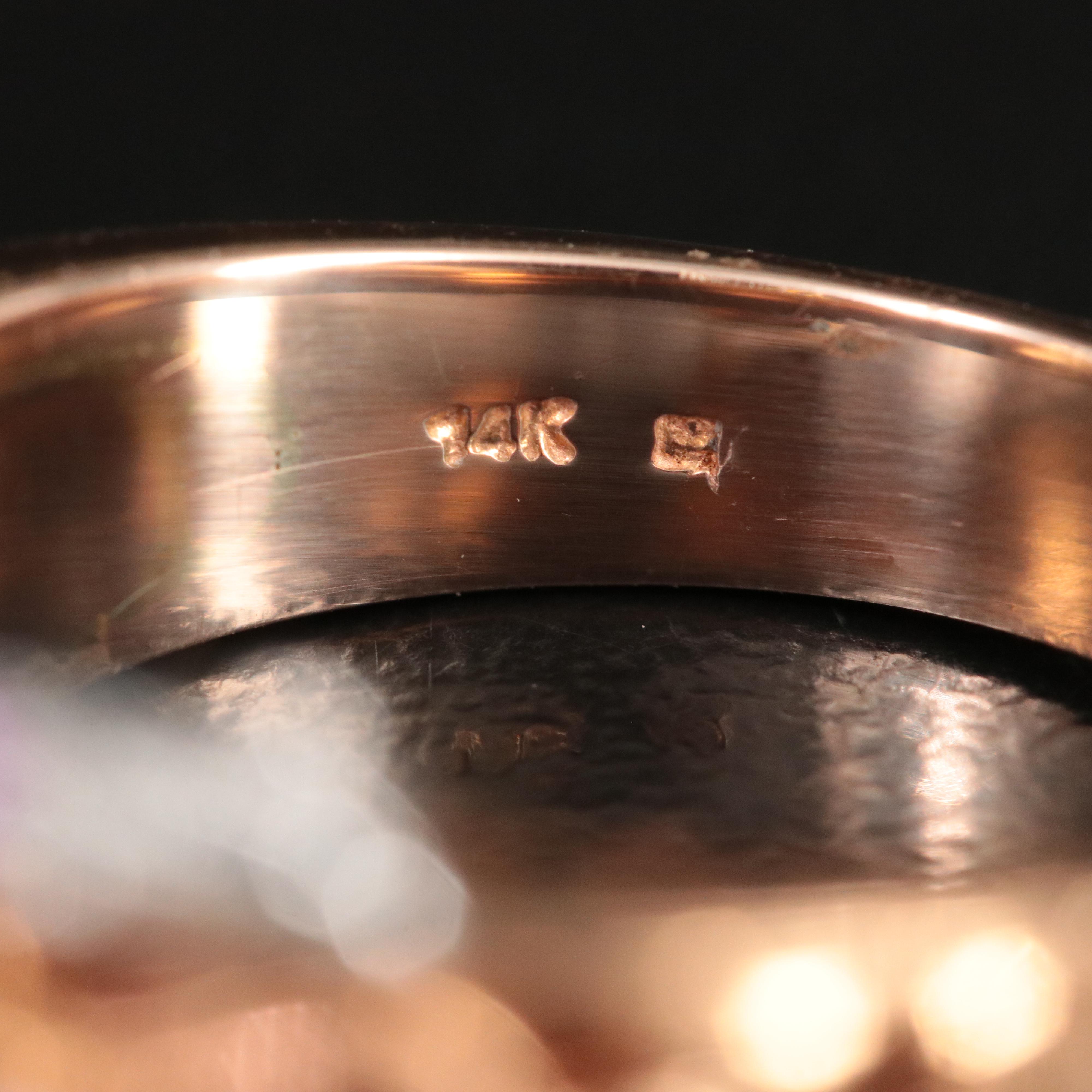 14K Diamond and Pink Sapphire Rose Gold Buckle Ring