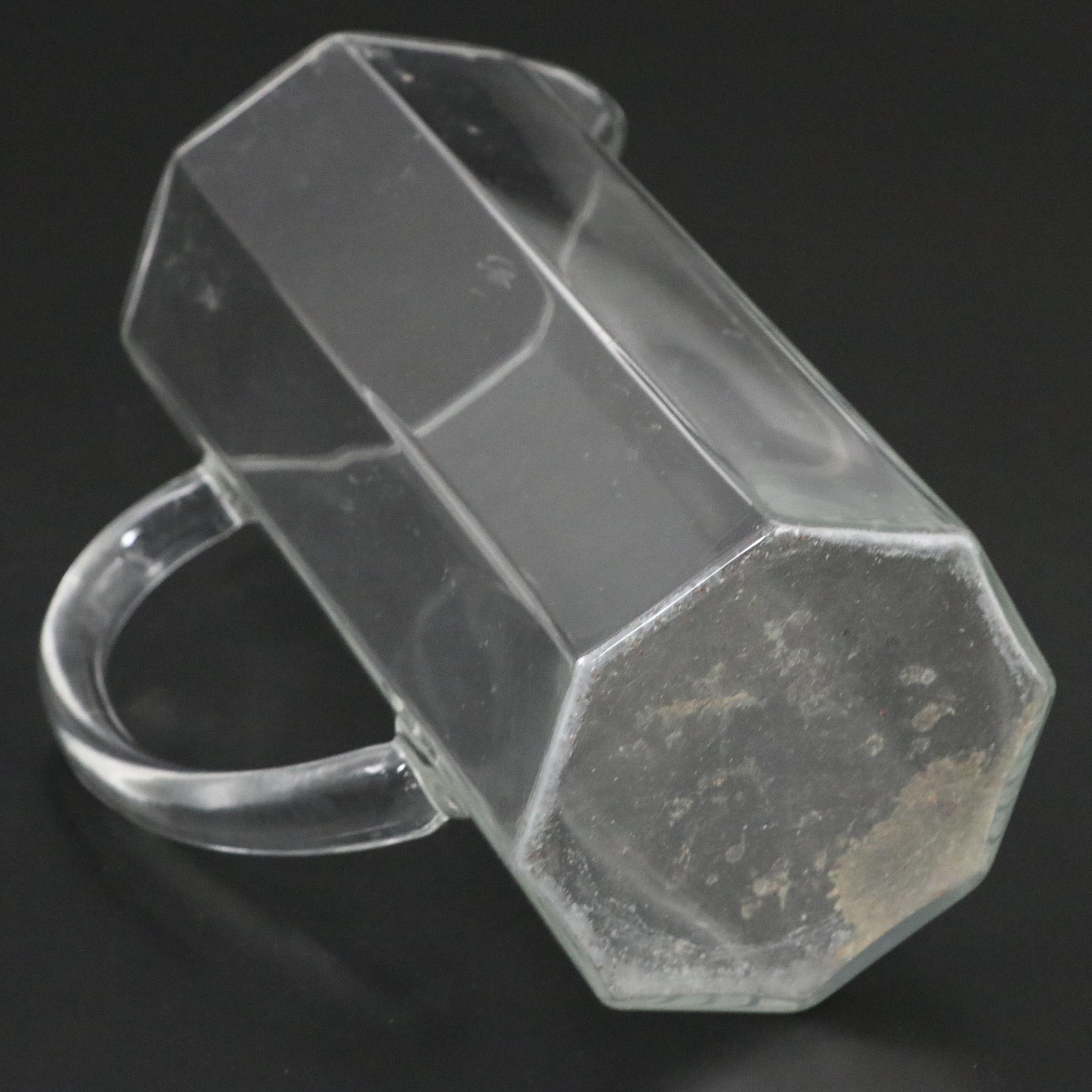 Arcoroc Glass Pitcher and Mugs with Brass Plated Serving Tray