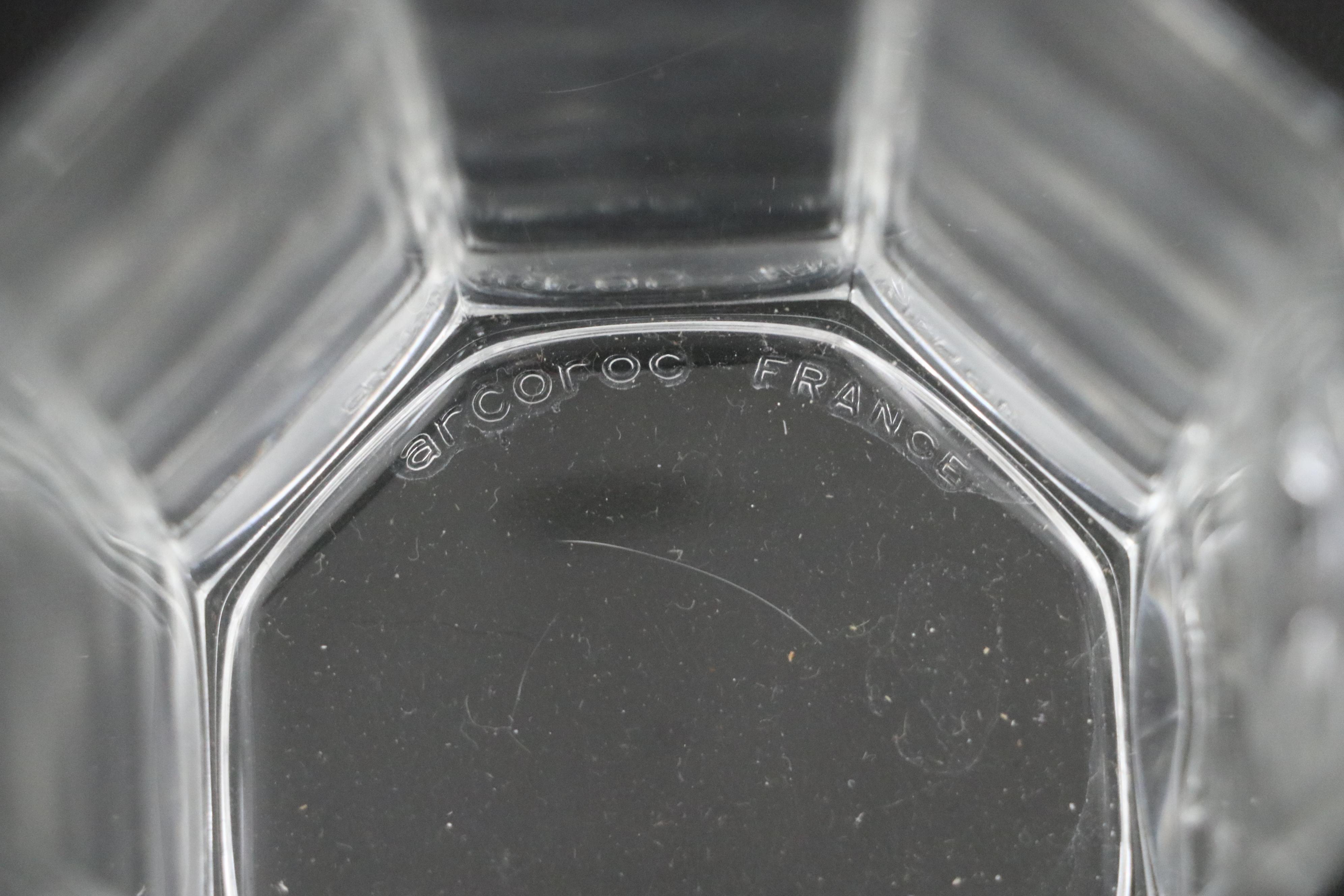 Arcoroc Glass Pitcher and Mugs with Brass Plated Serving Tray