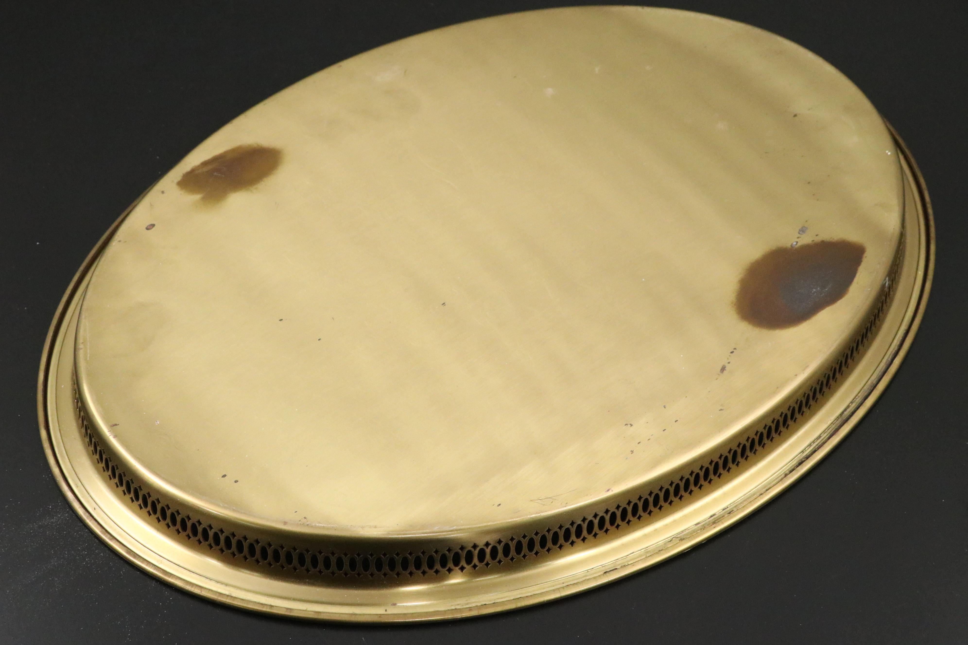 Arcoroc Glass Pitcher and Mugs with Brass Plated Serving Tray