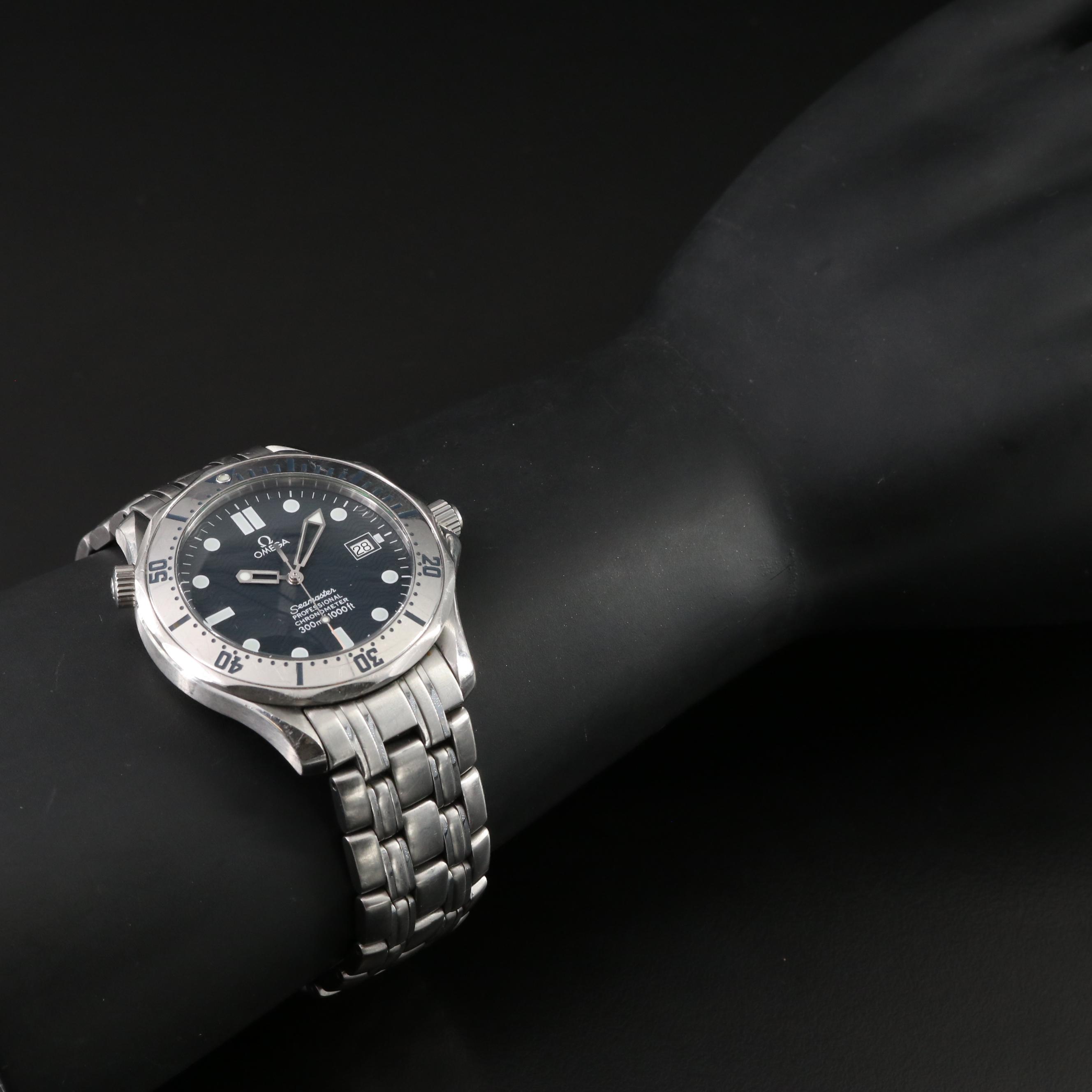 1999 Omega Seamaster Diver 300M Slate Wave Dial Watch