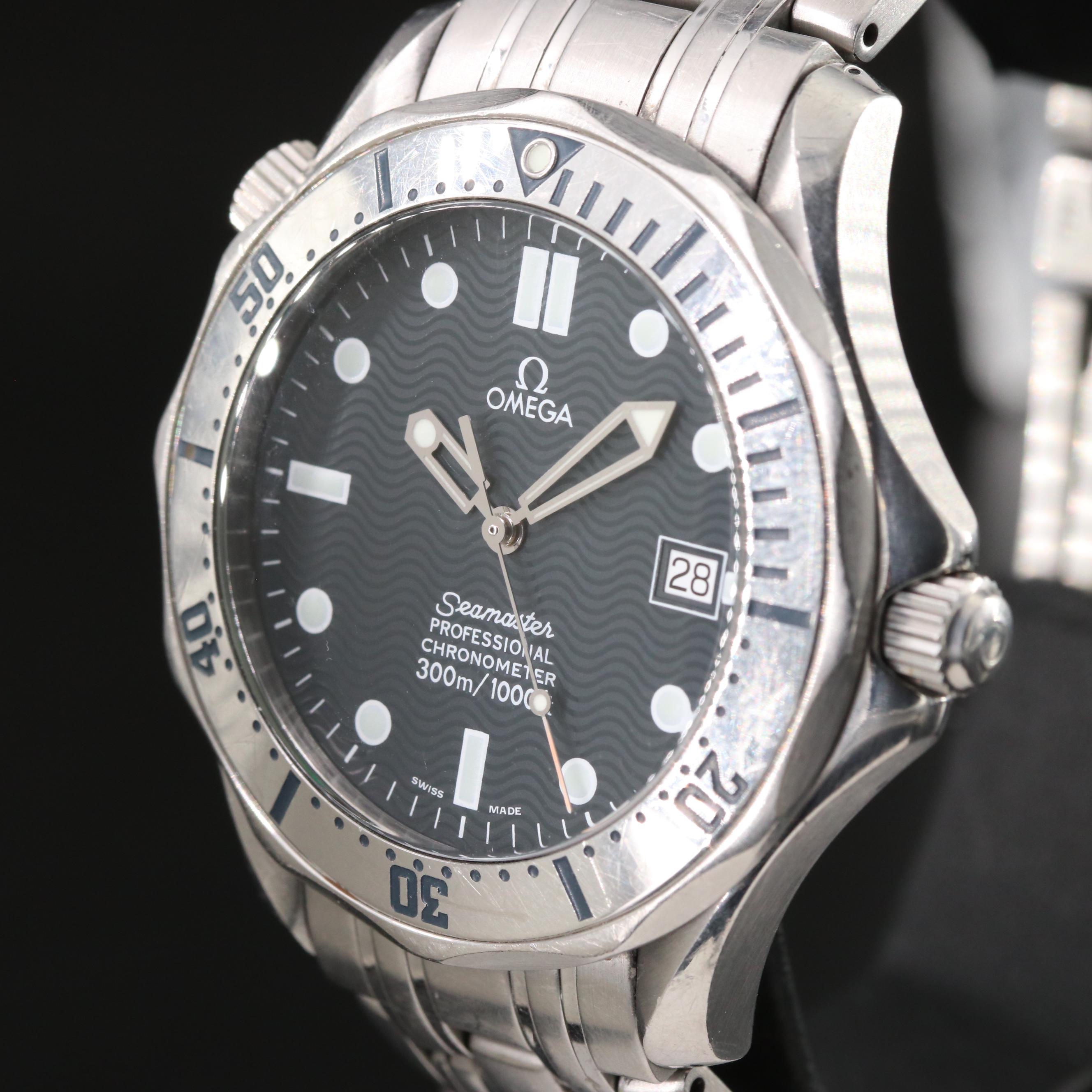 1999 Omega Seamaster Diver 300M Slate Wave Dial Watch