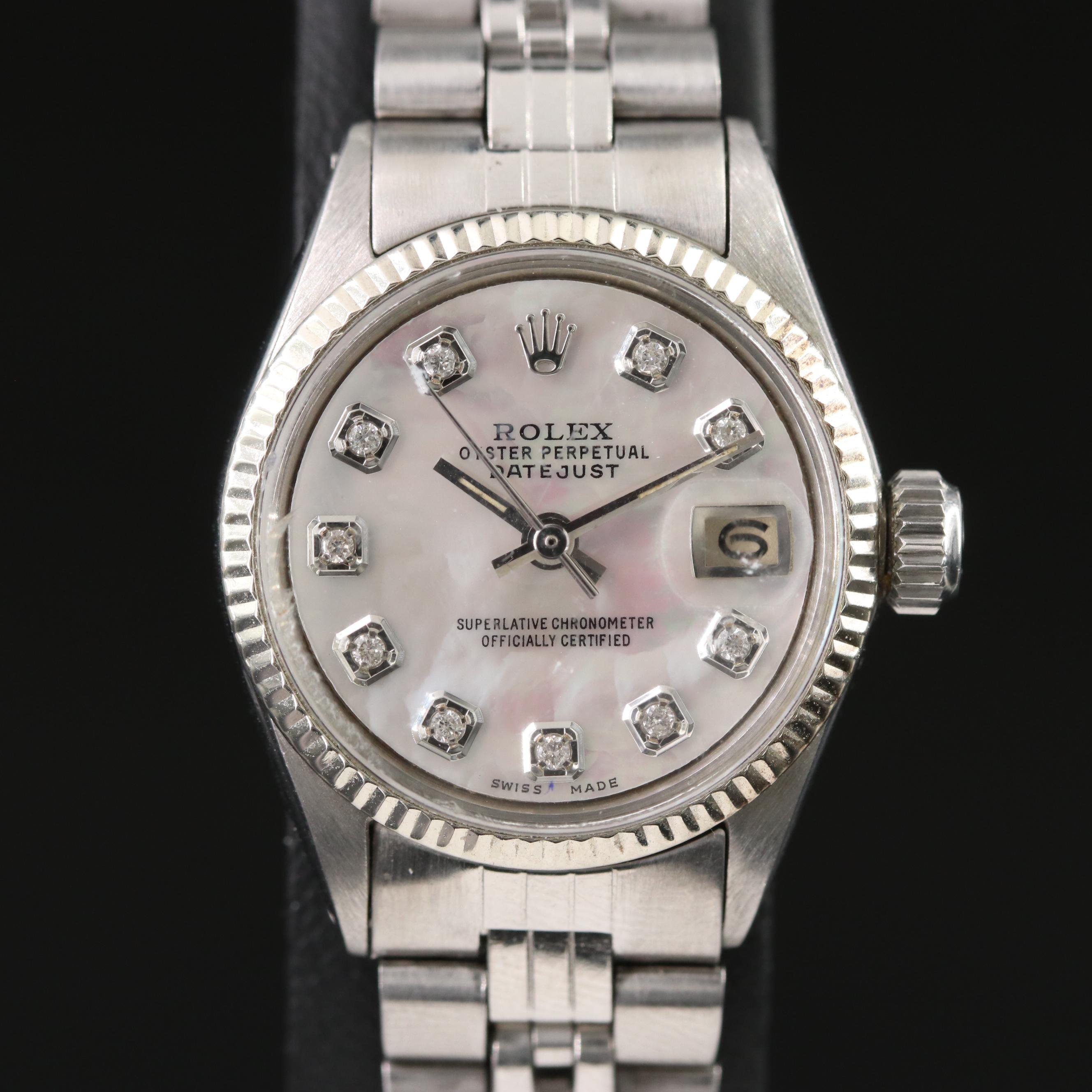 1960 Rolex Custom Mother-of-Pearl, Diamond Dial Datejust Watch