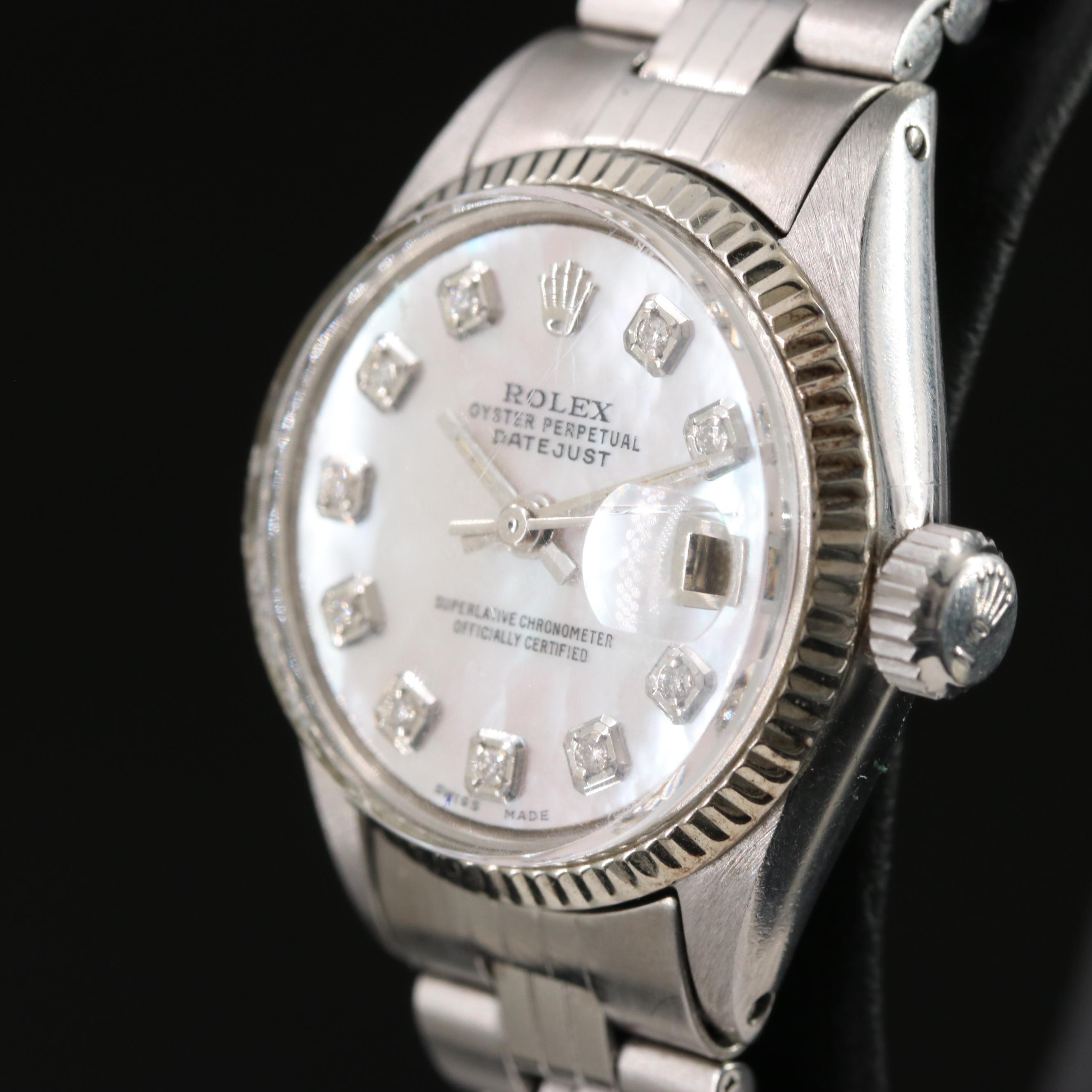 1960 Rolex Custom Mother-of-Pearl, Diamond Dial Datejust Watch