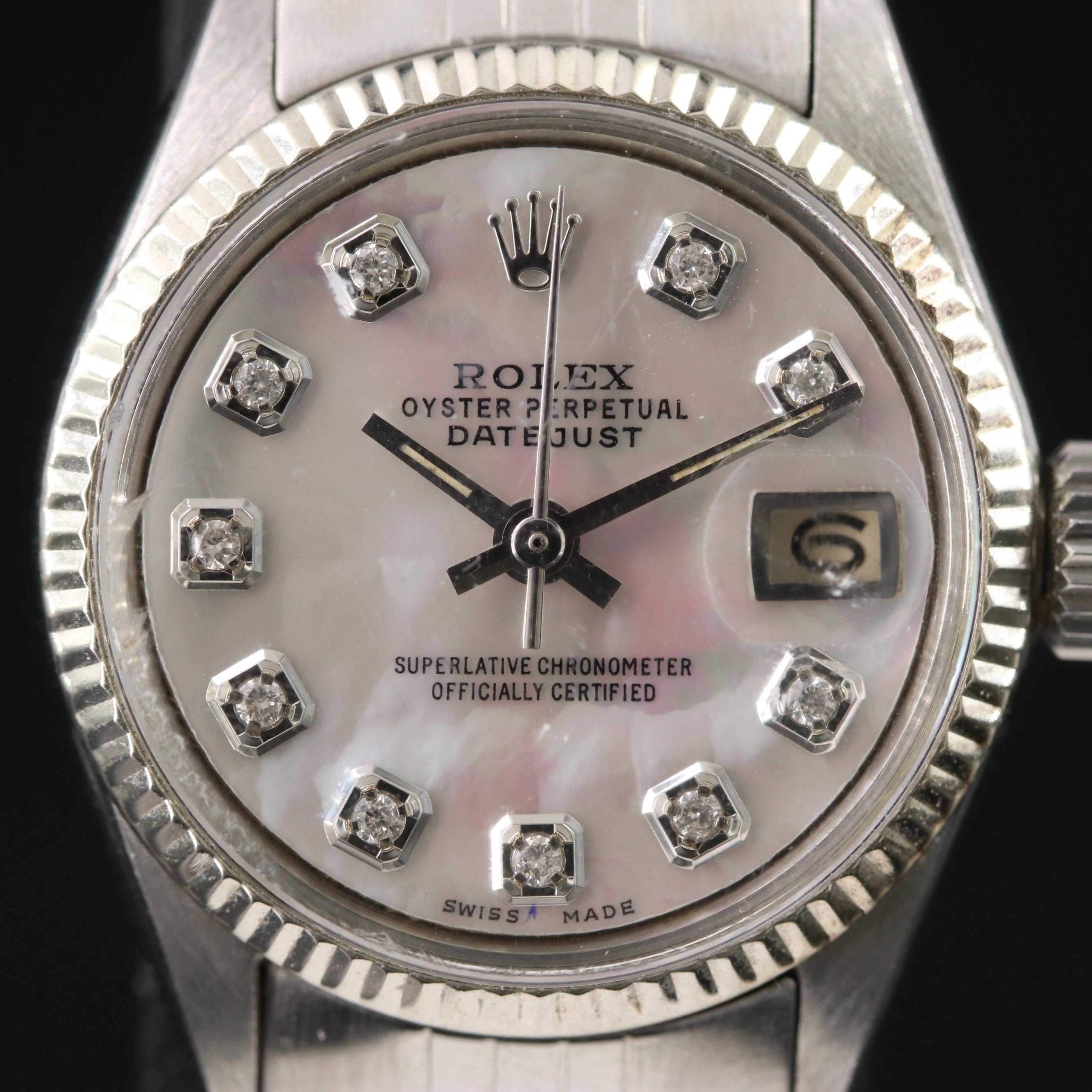 1960 Rolex Custom Mother-of-Pearl, Diamond Dial Datejust Watch