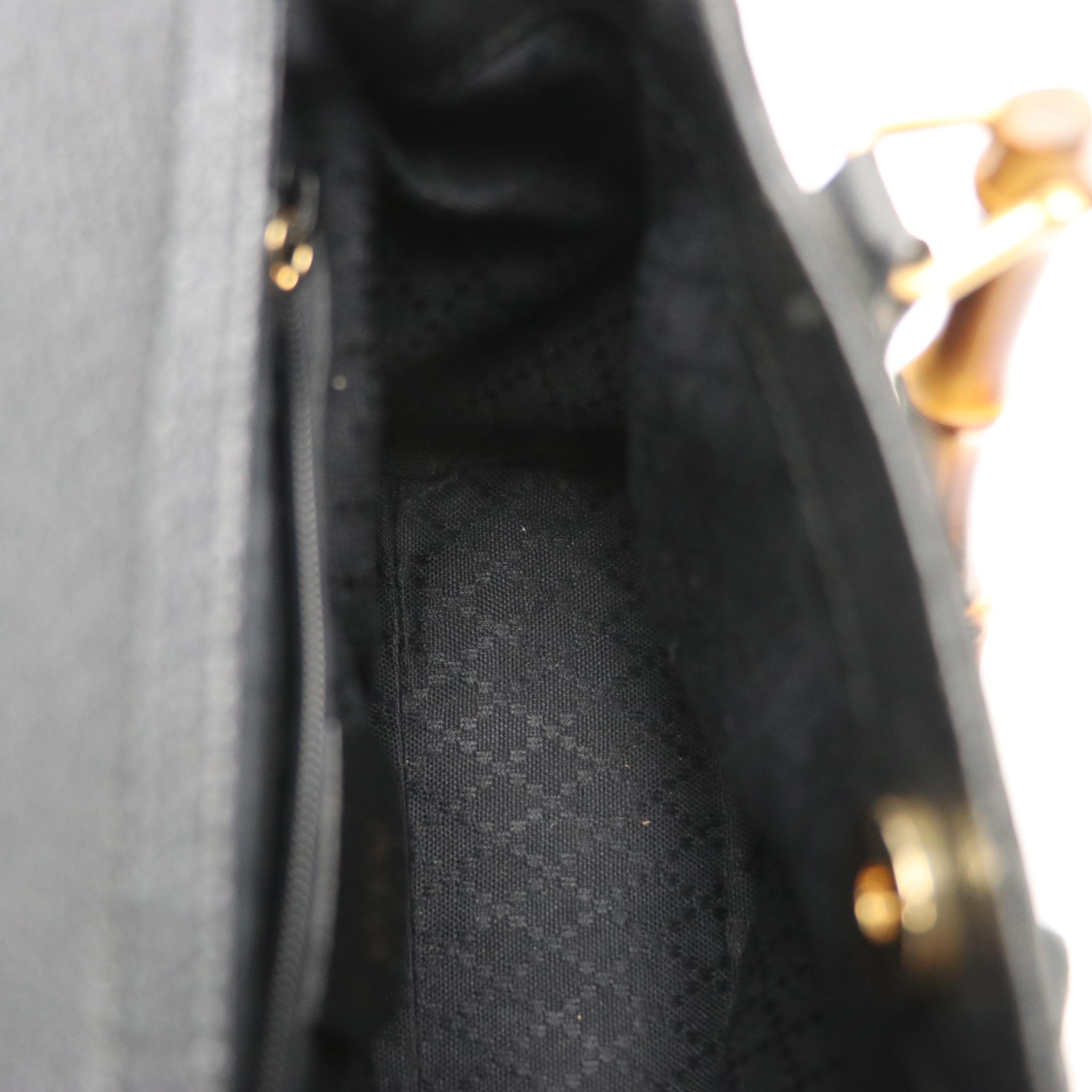 Gucci Bamboo Black Suede and Leather Handbag