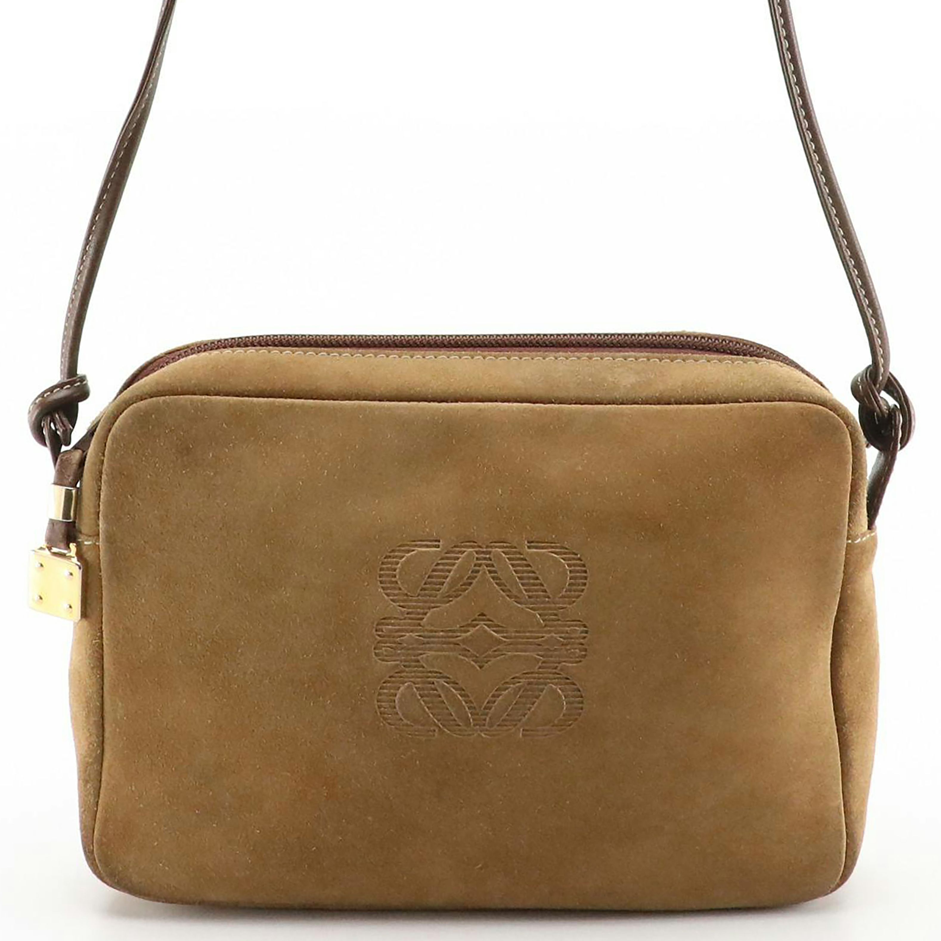 Loewe Anagram Suede and Leather Shoulder Bag