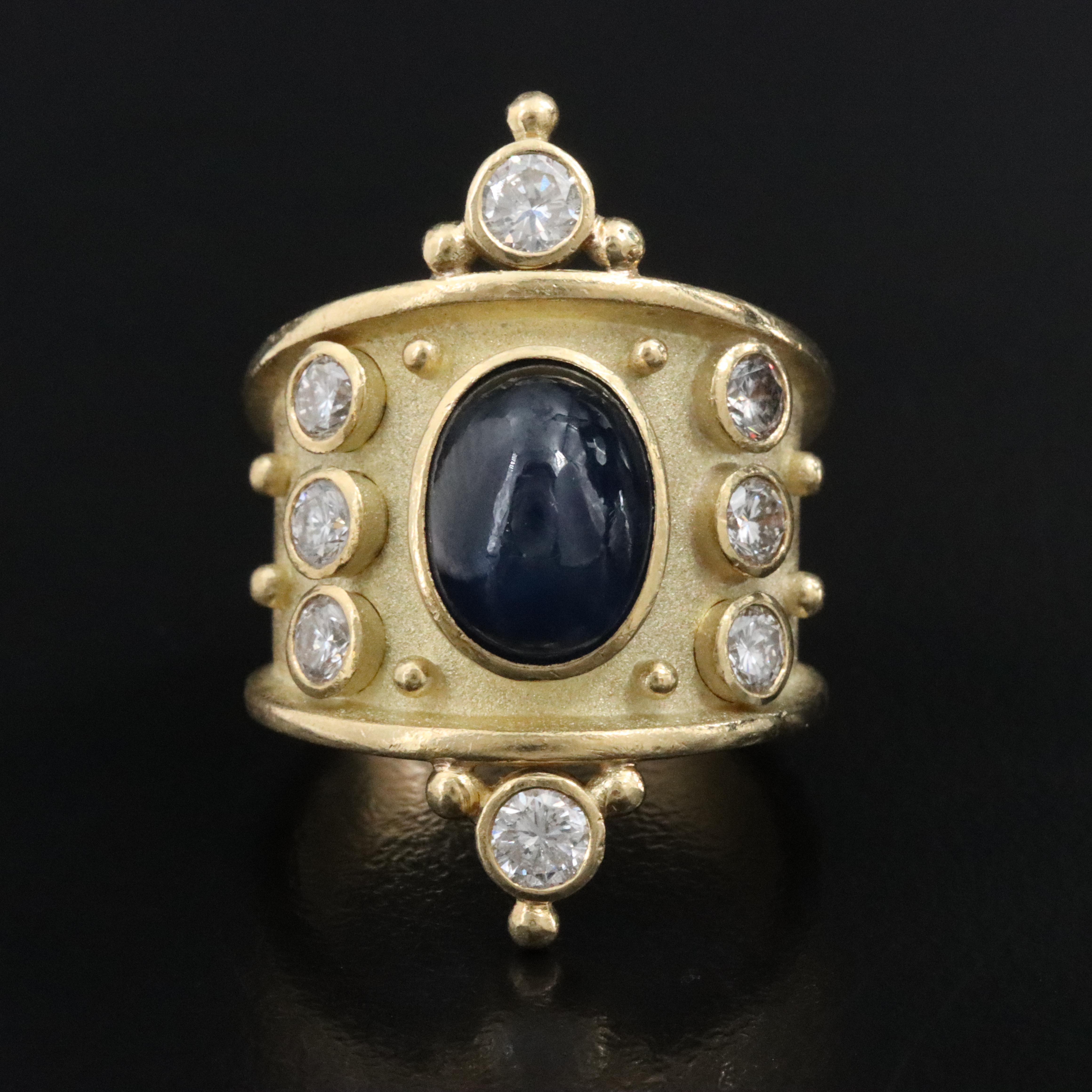 18K 5.90 CT Sapphire and Diamond Ring