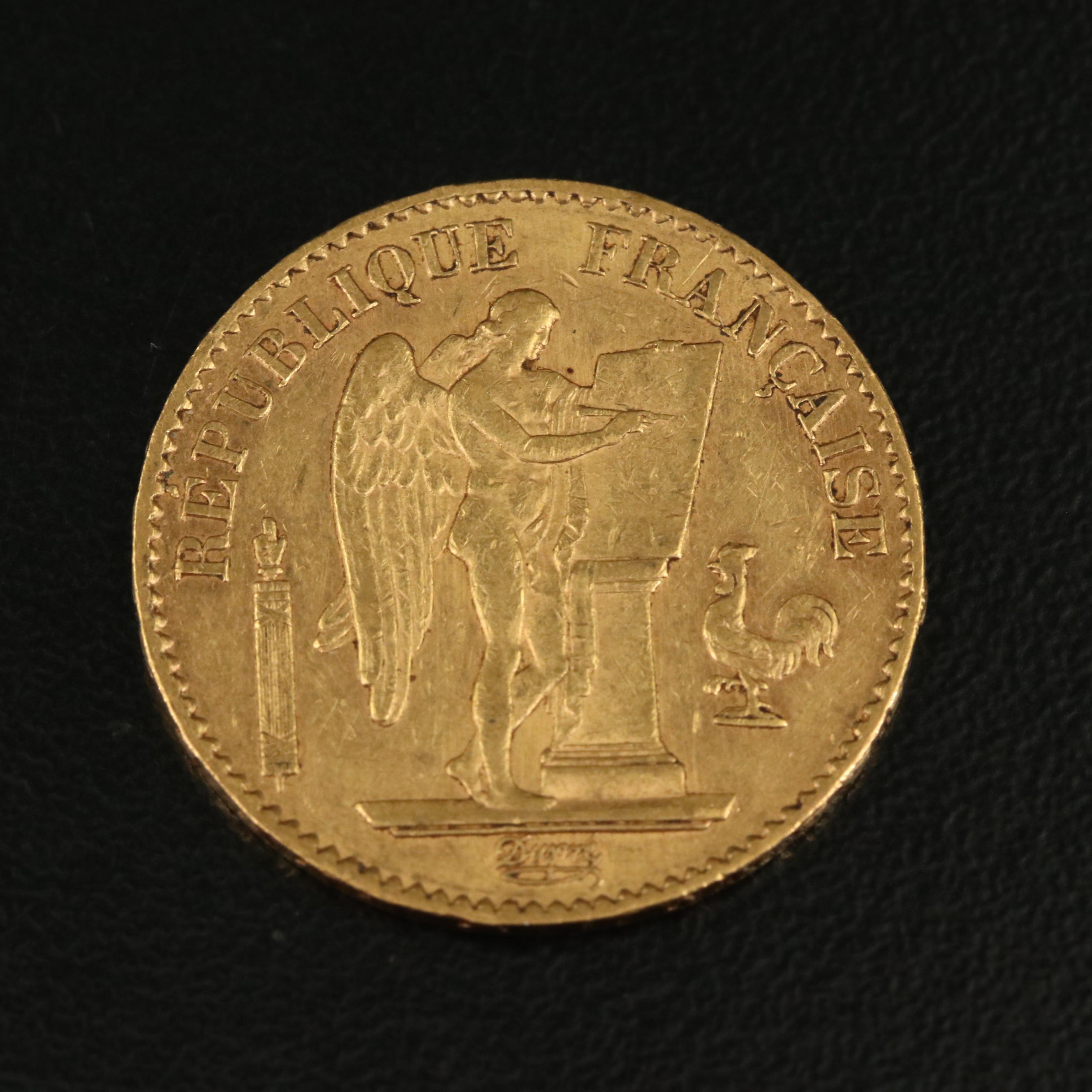 1877-A France Twenty Francs Gold Coin