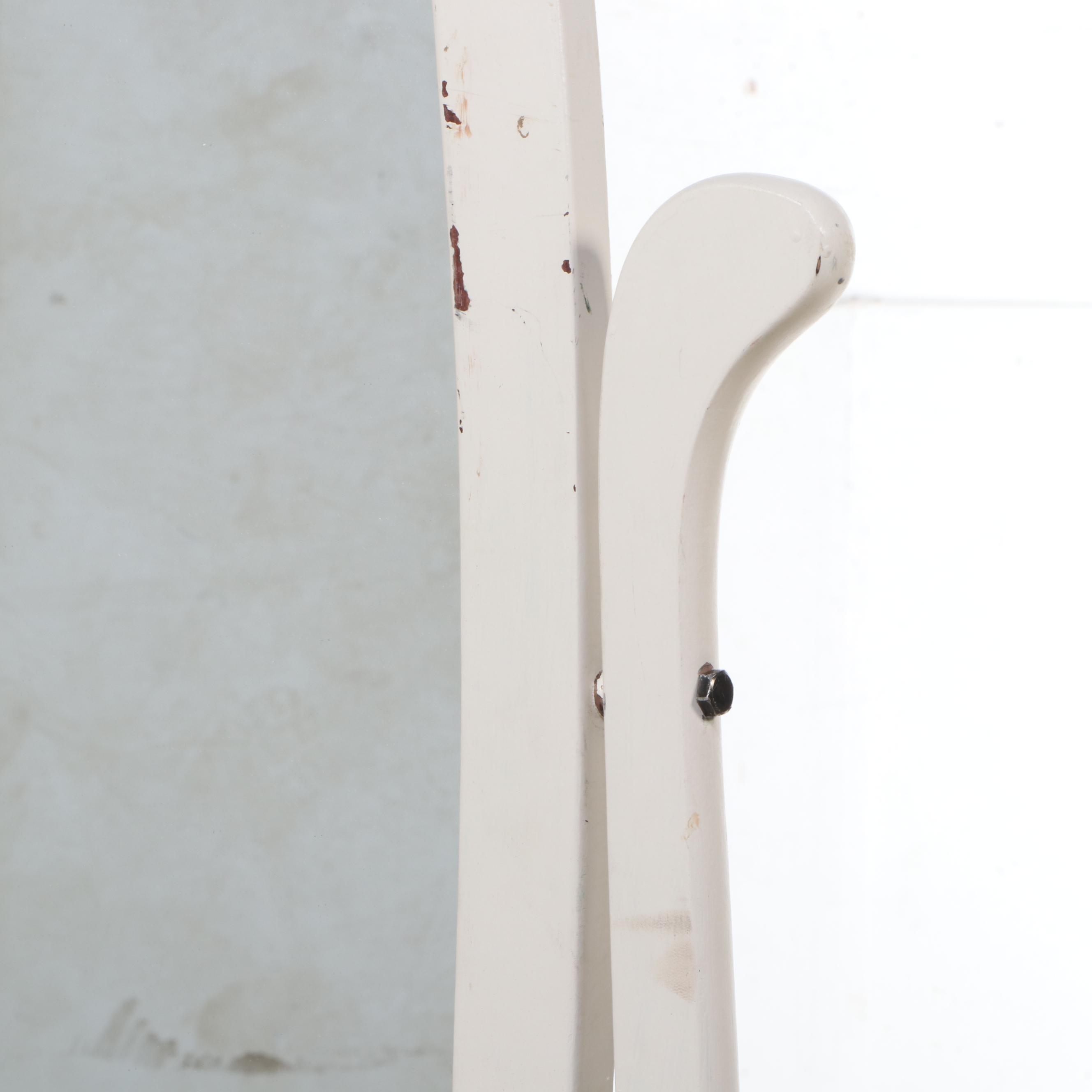 Colonial Style White-Painted Cheval Mirror